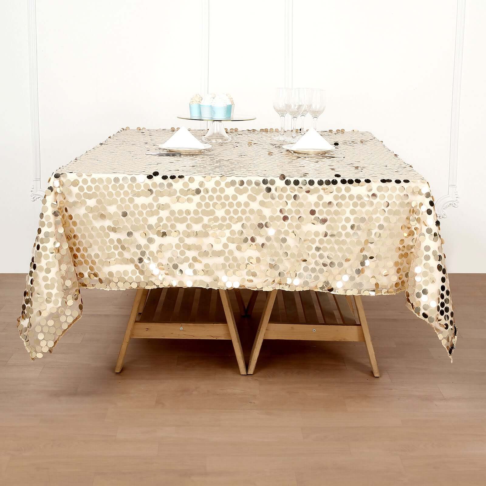 Sequin Table Overlay 72"x72" Champagne - Big Payette Table Topper - Image 7