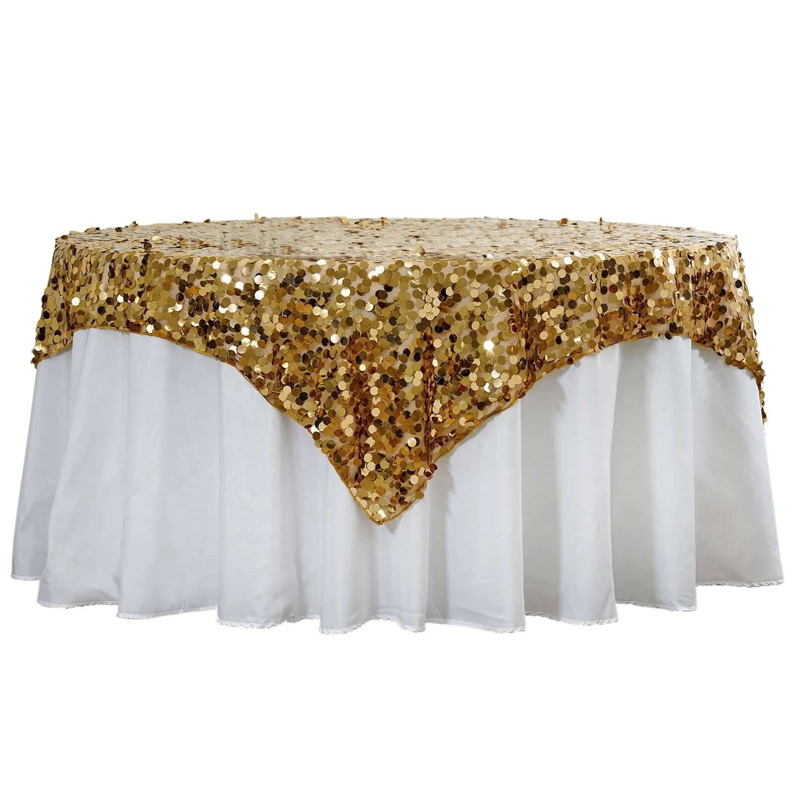 Sequin Table Overlay 72"x72" Gold - Big Payette Table Topper - Image 8