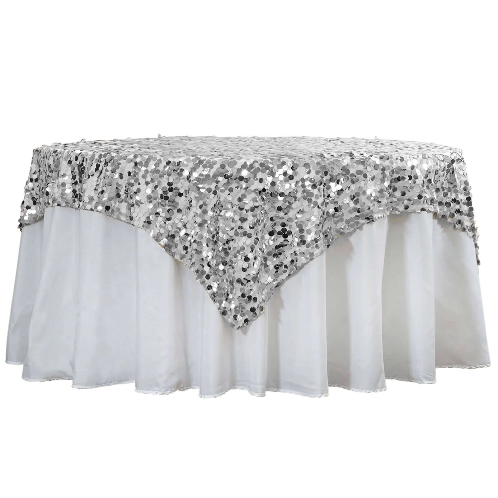 Sequin Table Overlay 72"x72" Silver - Big Payette Table Topper - Image 5