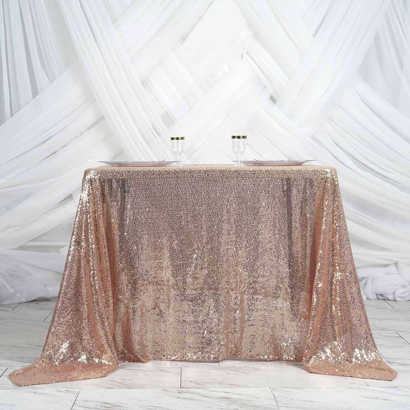 Sequin Table Overlay 90"x90" Blush - Sparkly Table Topper - Image 6