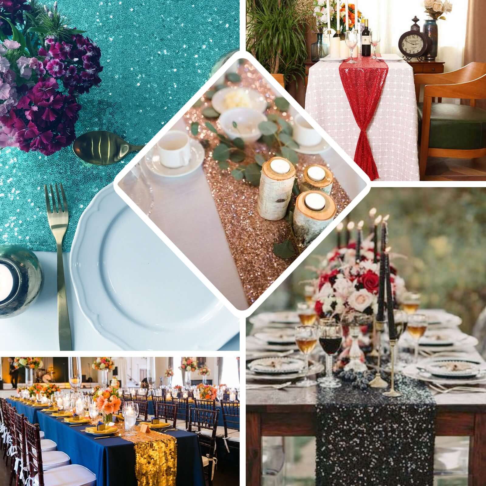 Sequin Table Runner 12"x108" Black - Glittering Finish Table Decor - Image 5