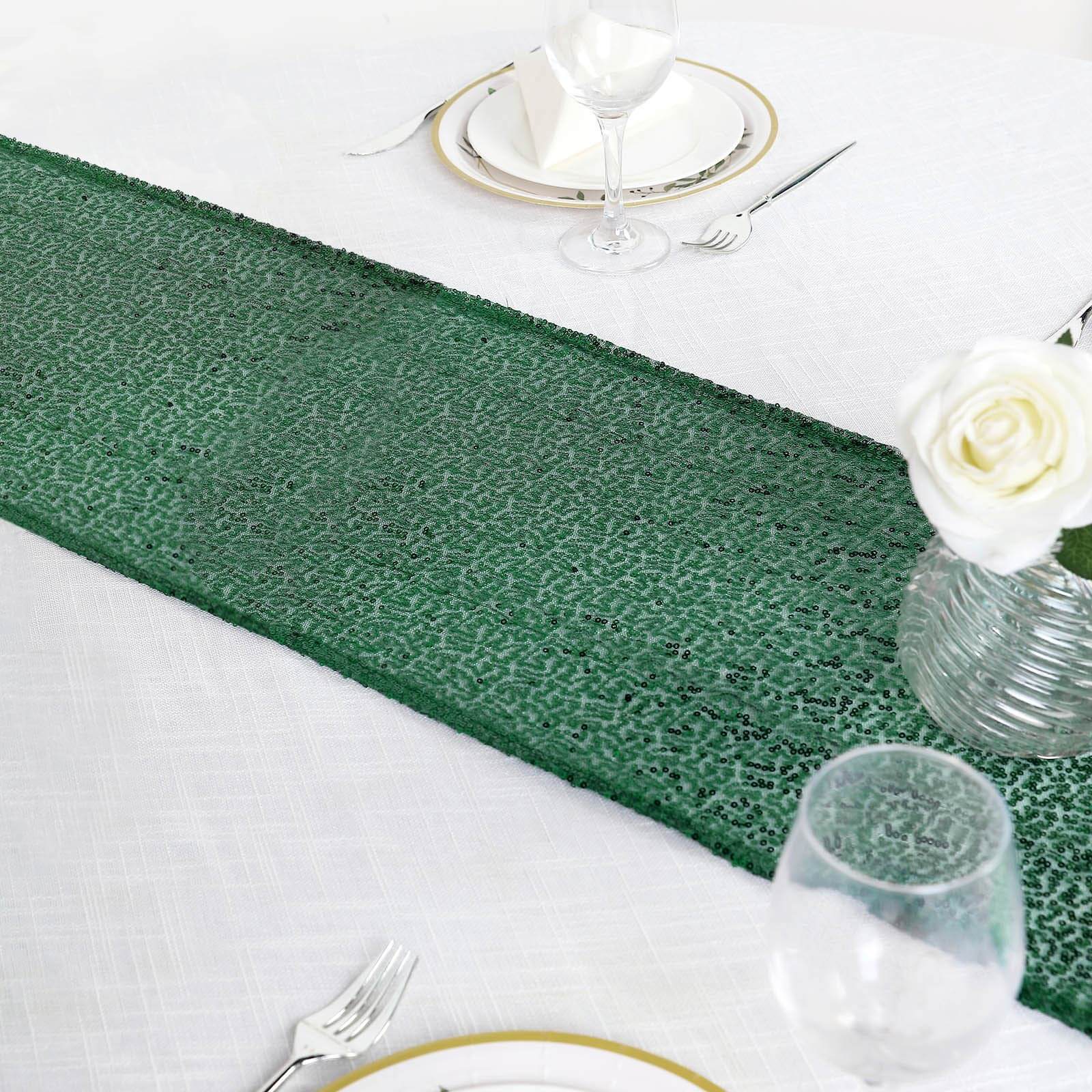 Sequin Table Runner 12"x108" Hunter Emerald Green - Glittering Finish Table Decor - Image 6