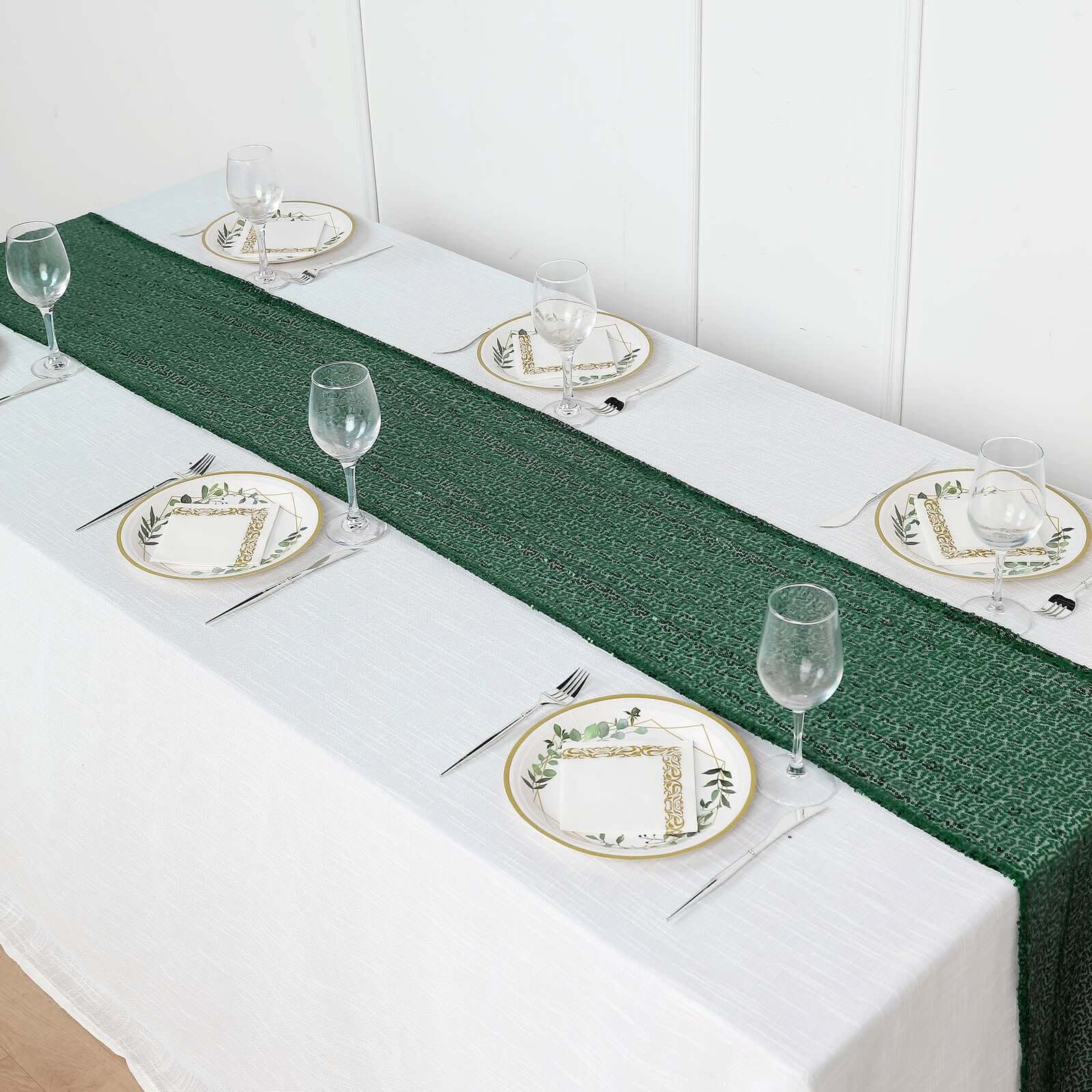 Sequin Table Runner 12"x108" Hunter Emerald Green - Glittering Finish Table Decor - Image 7