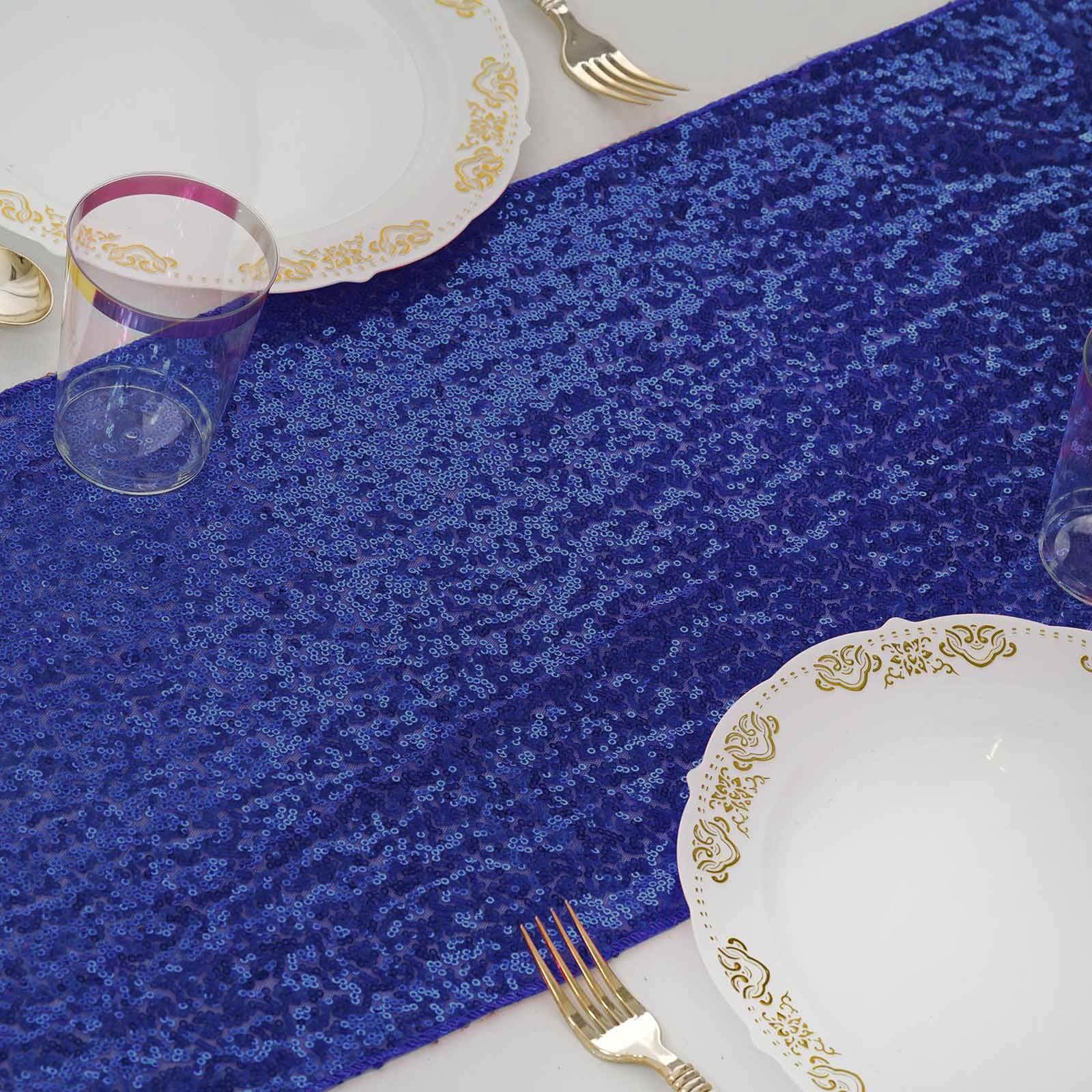 Sequin Table Runner 12"x108" Navy Blue - Glittering Finish Table Decor