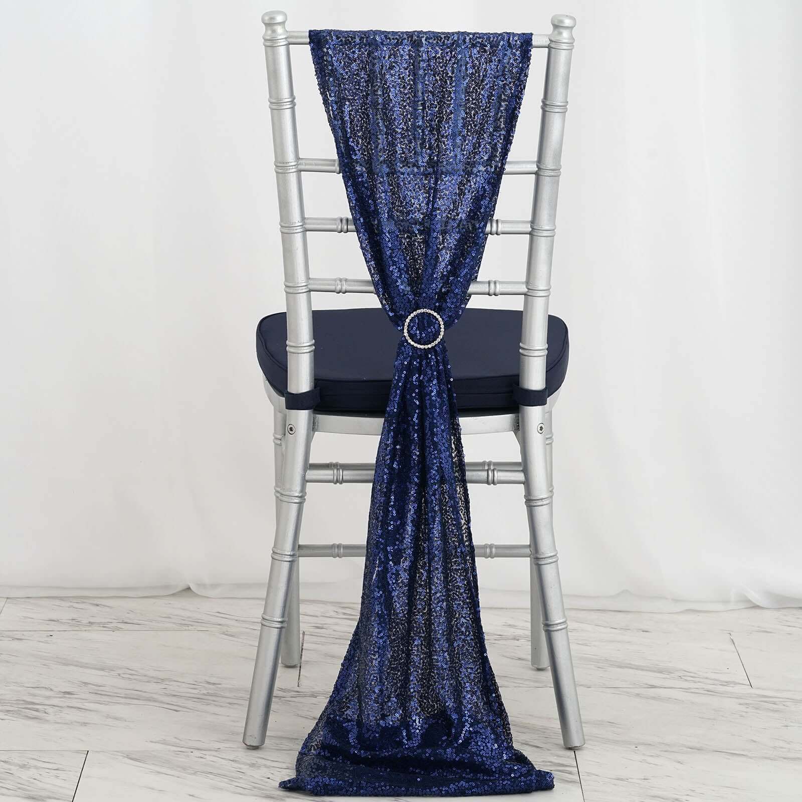 Sequin Table Runner 12"x108" Navy Blue - Glittering Finish Table Decor - Image 6