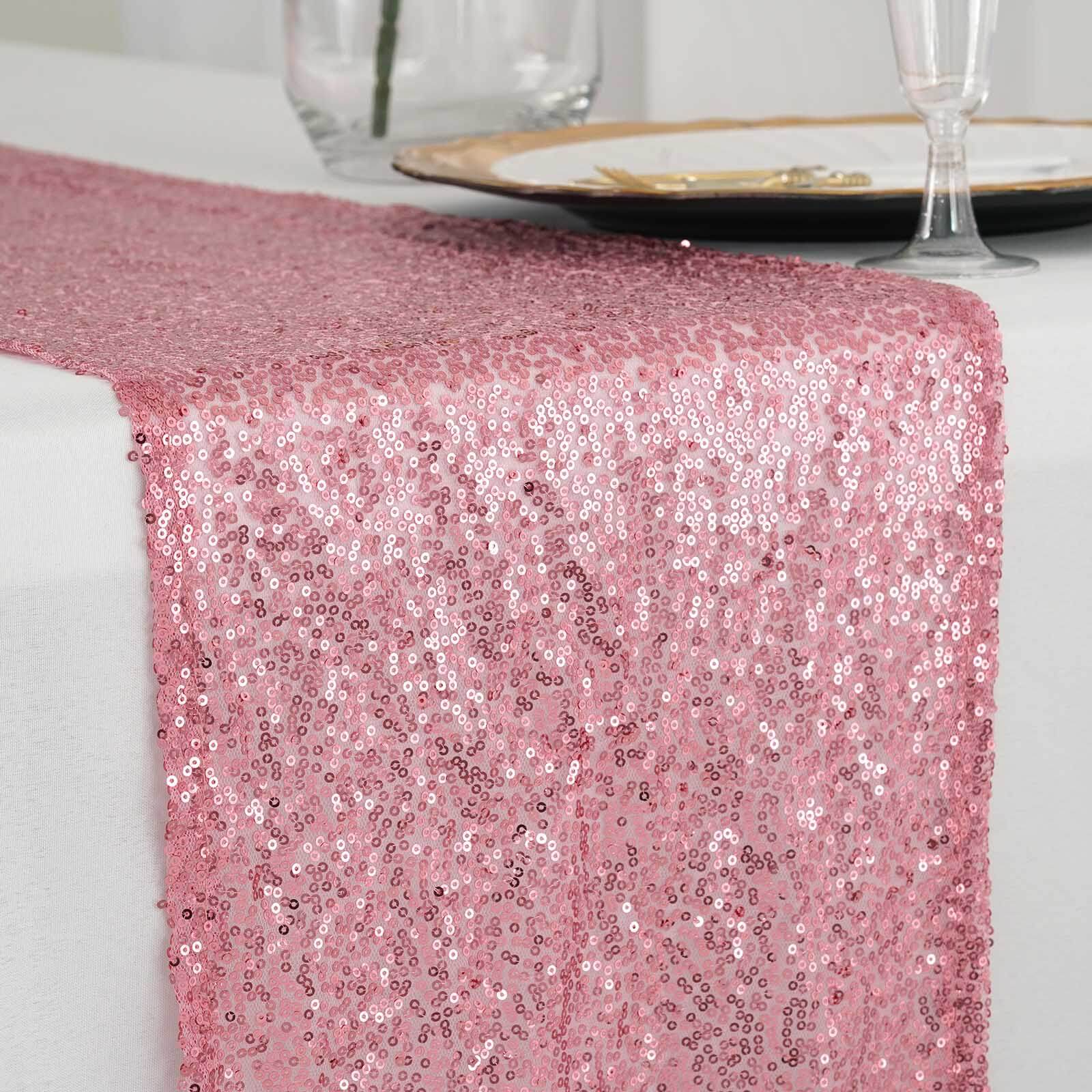 Sequin Table Runner 12"x108" Pink - Glittering Finish Table Decor - Image 2