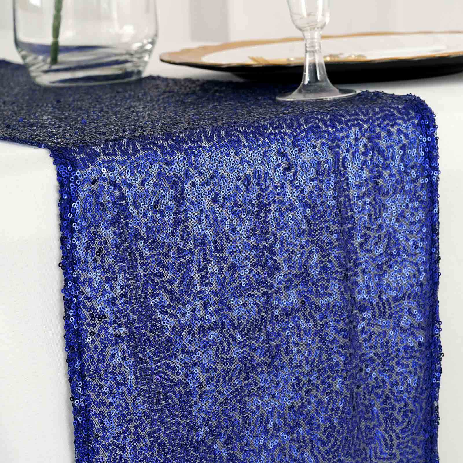 Sequin Table Runner 12"x108" Royal Blue - Glittering Finish Table Decor - Image 2