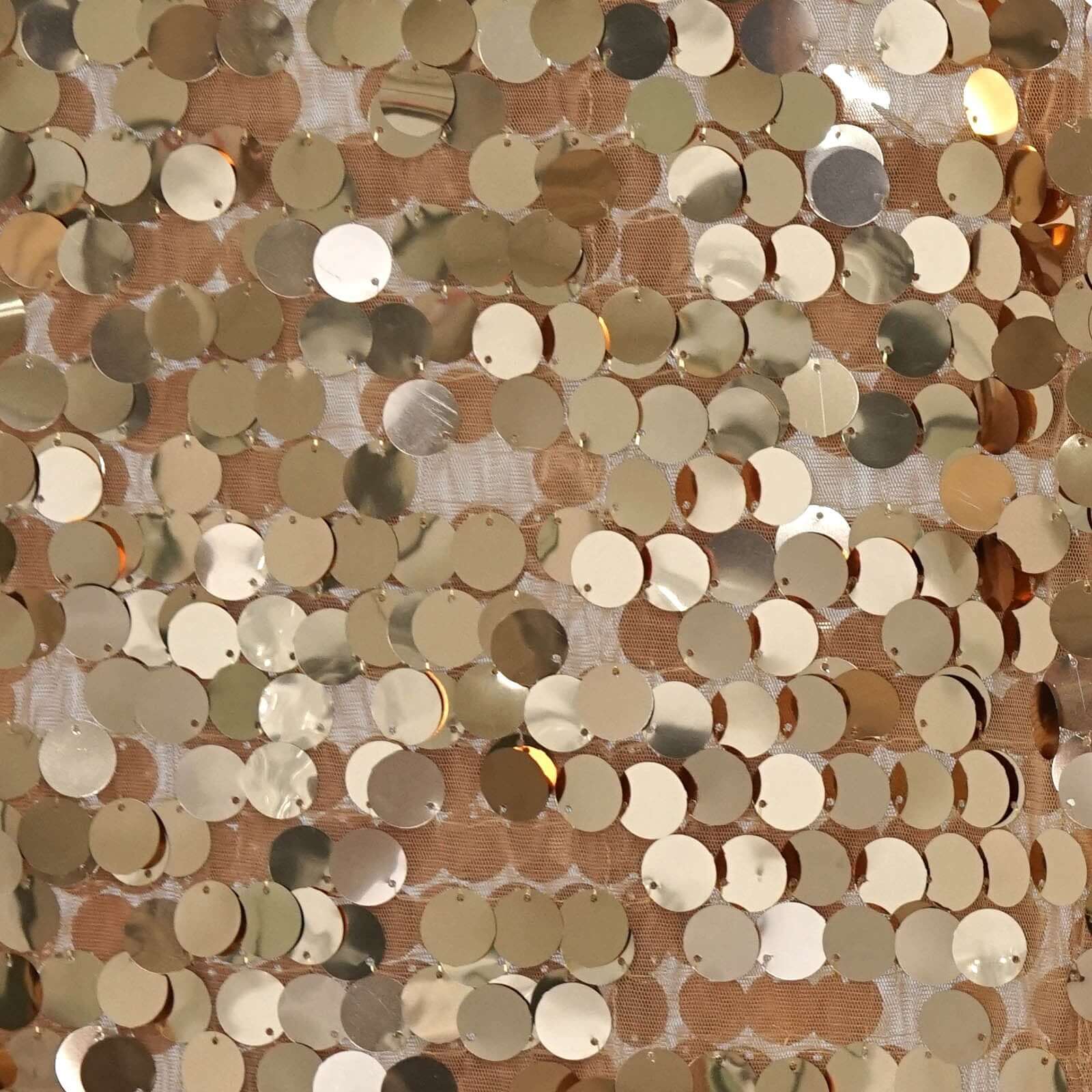 Sequin Table Runner 13"x108" Gold with Big Payette Design - Perfect for Glamorous Gatherings - Image 2