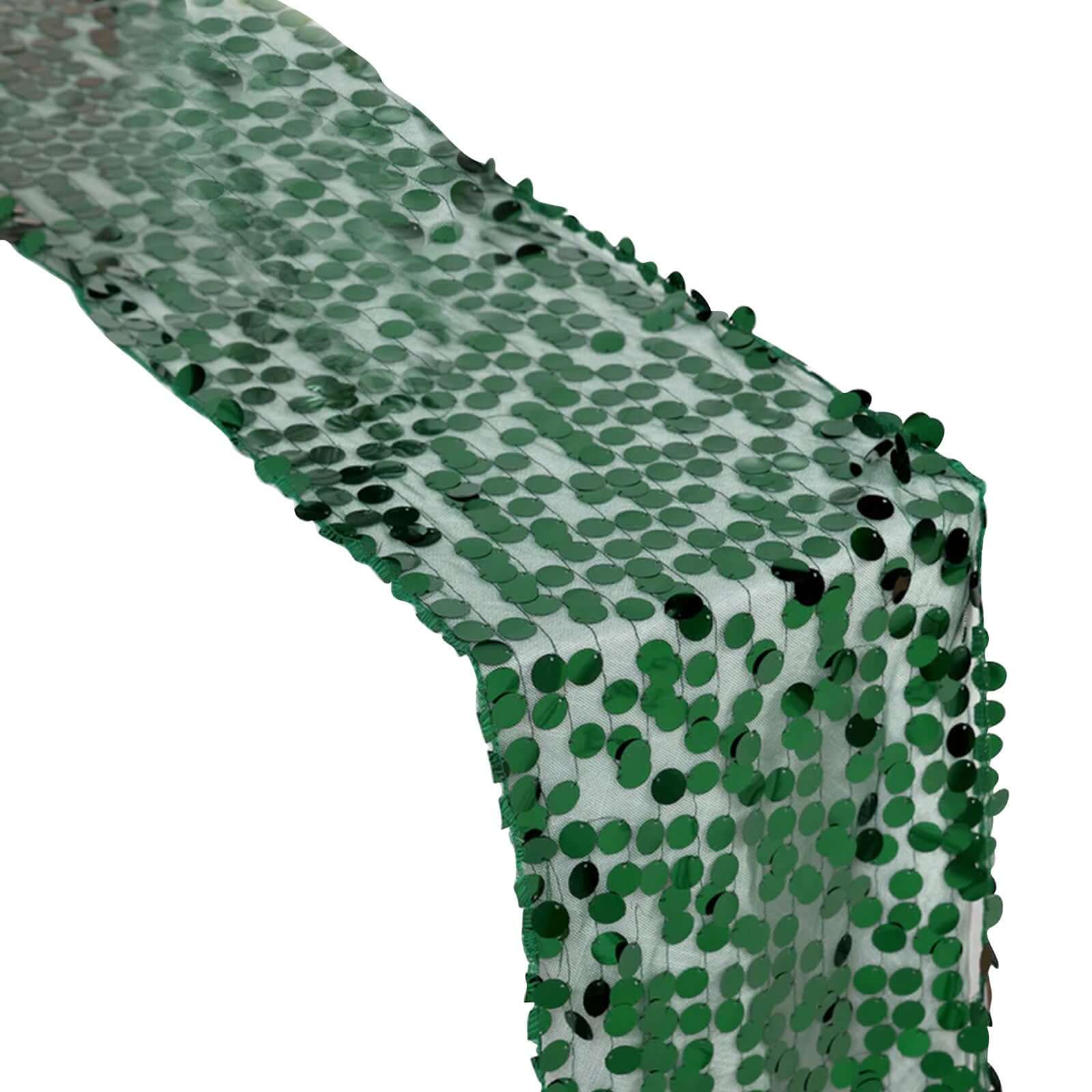 Sequin Table Runner 13"x108" Hunter Emerald Green - Big Payette Table Decor - Image 7