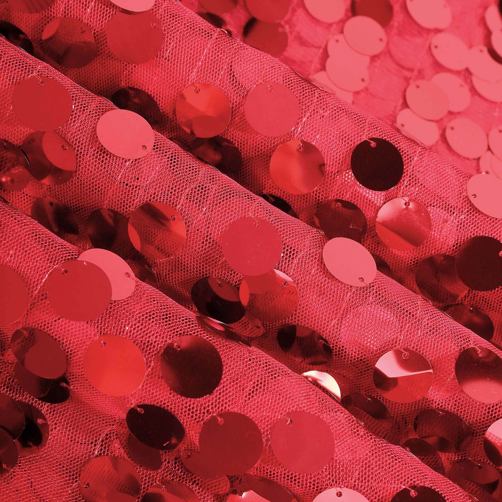 Sequin Table Runner 13"x108" Red - Big Payette Table Decor - Image 7