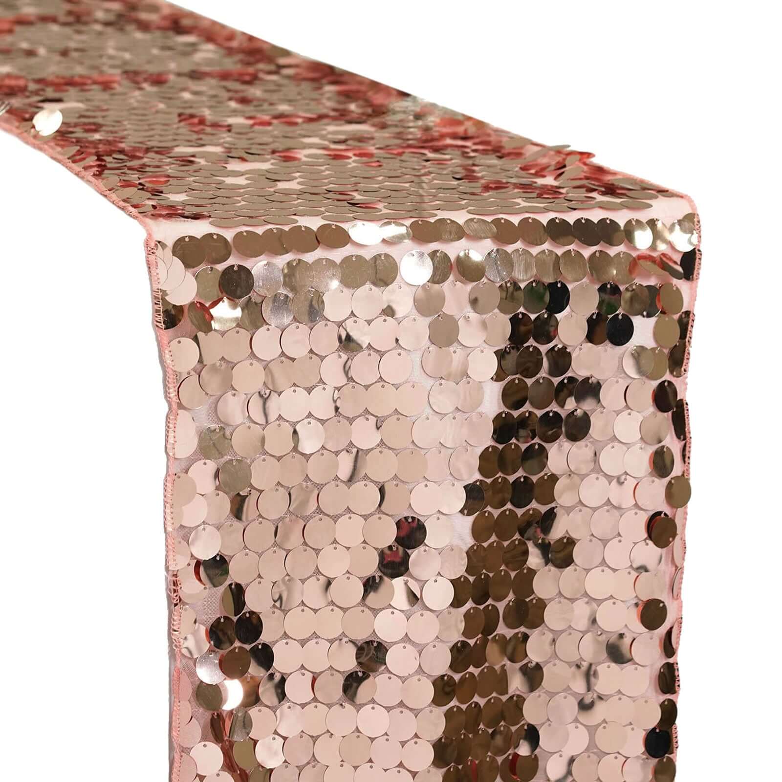 Sequin Table Runner 13"x108" Rose Gold - Big Payette Table Decor - Image 6