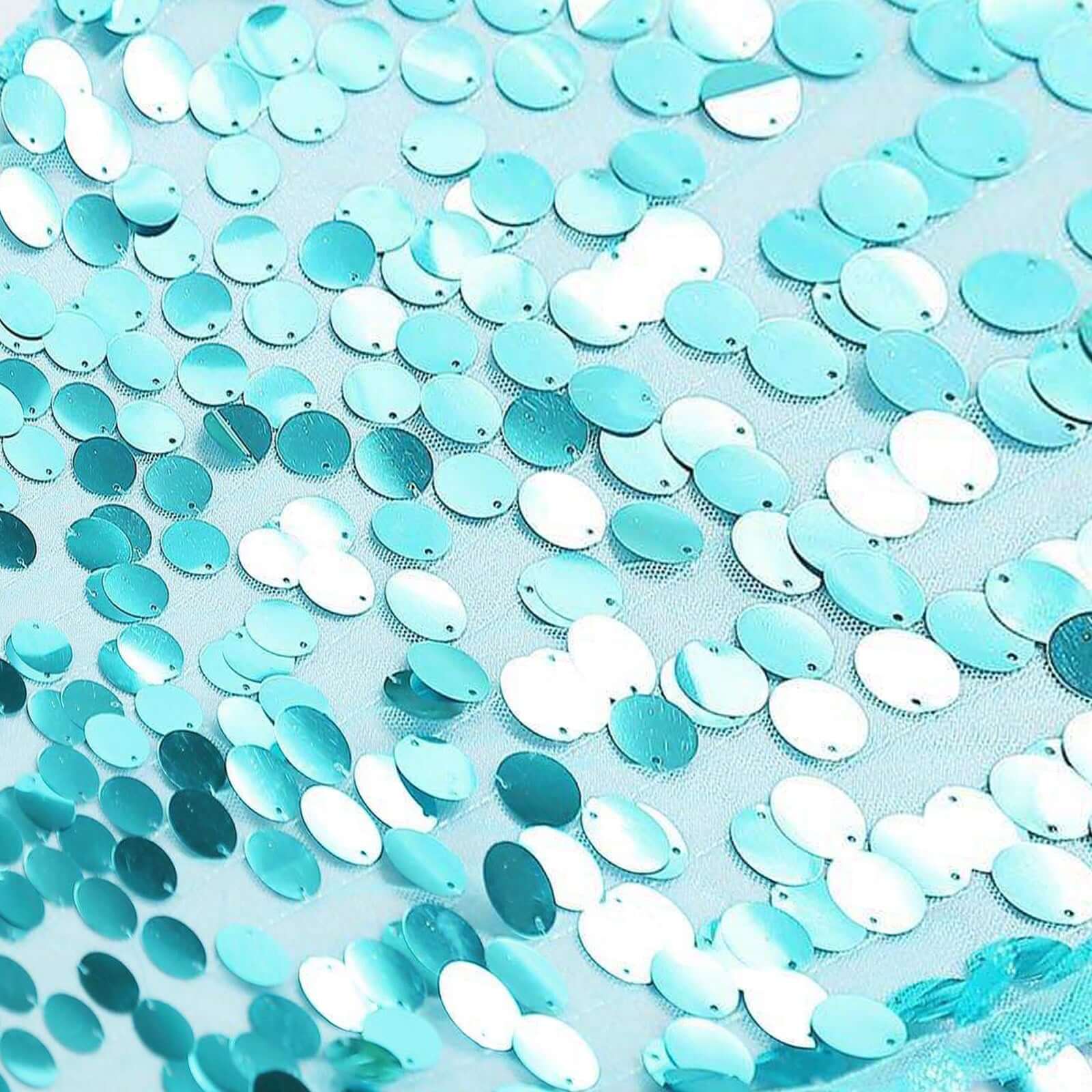 Sequin Table Runner 13"x108" Turquoise - Big Payette Table Decor - Image 8