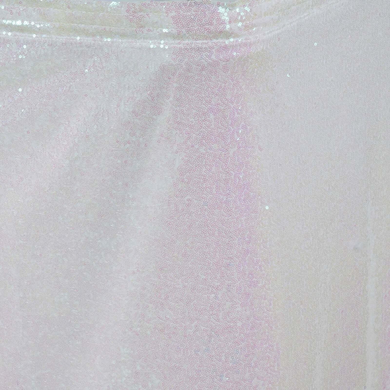 Sequin Table Skirt 14ft White Iridescent with Glitzy Design - Perfect for Glamorous Occasions - Image 3