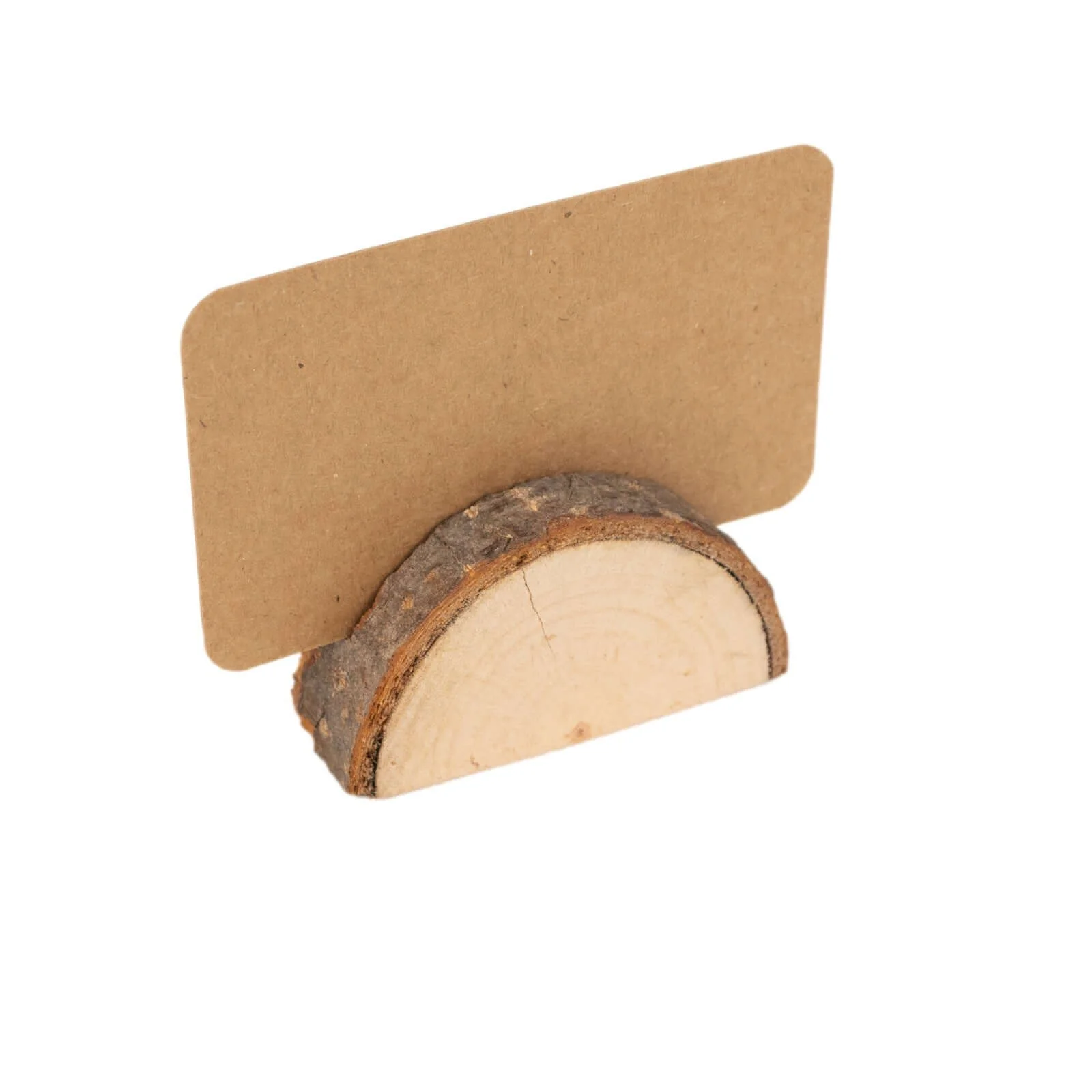 Set of 10 Wood Place Card Holders 2.5" Rustic Semicircle Design with Brown Paper - Wedding Table Number Display - Image 8
