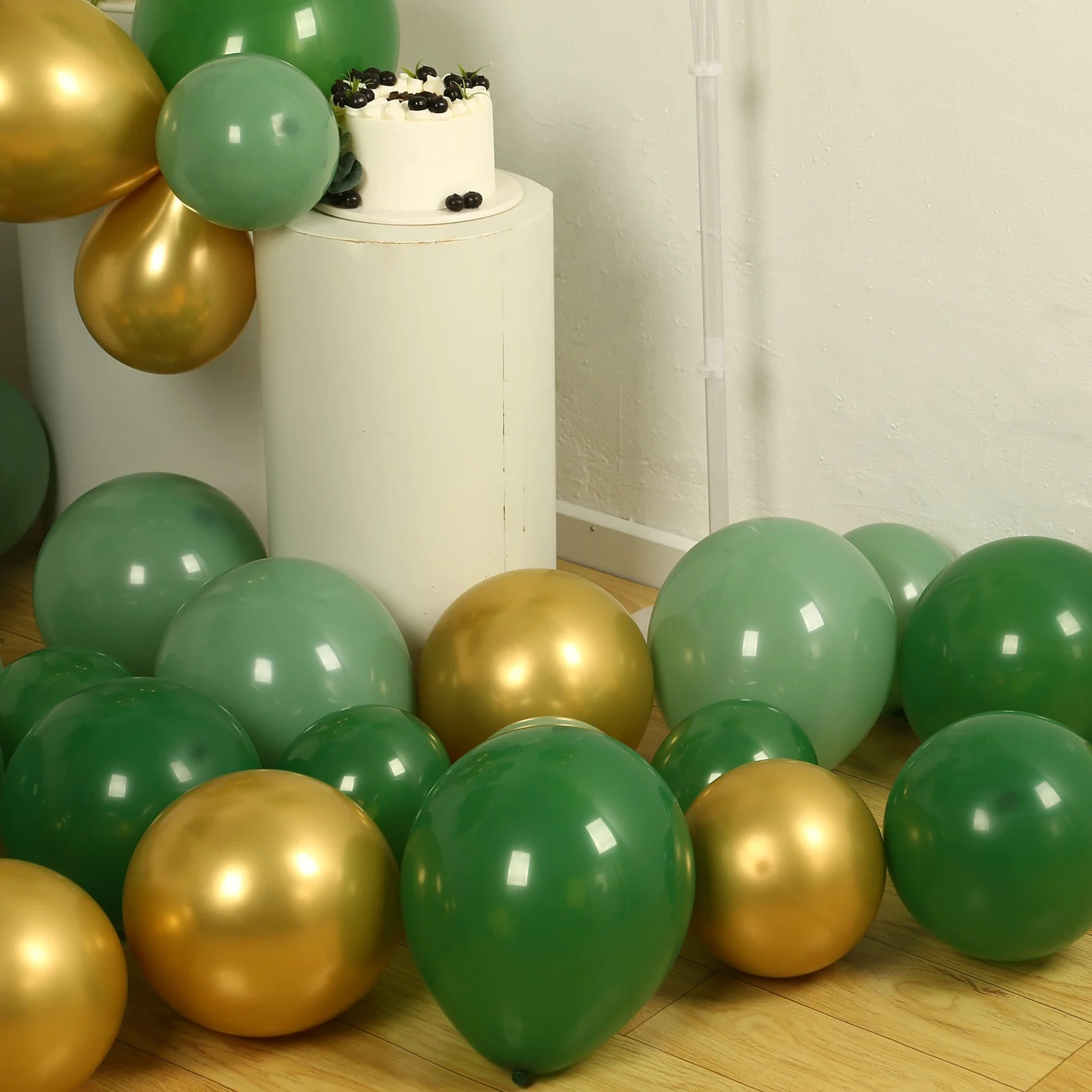 Set of 120 Gold Green Biodegradable Balloon Garland, Extra Strong Eco-friendly Latex Party Balloon Arch Kit - Image 2
