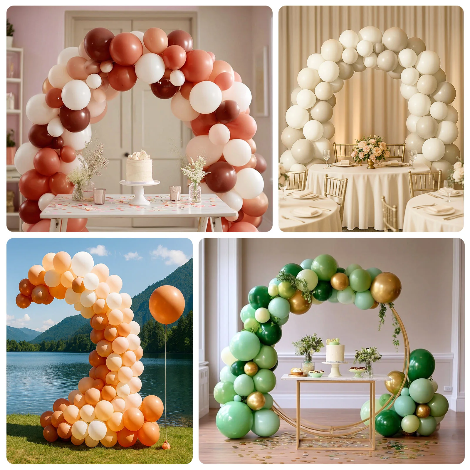 Set of 124 Tan Brown Biodegradable Balloon Garland Kit, Boho Chic Double Layered Extra Strong Latex Party Balloon Arch - Image 5