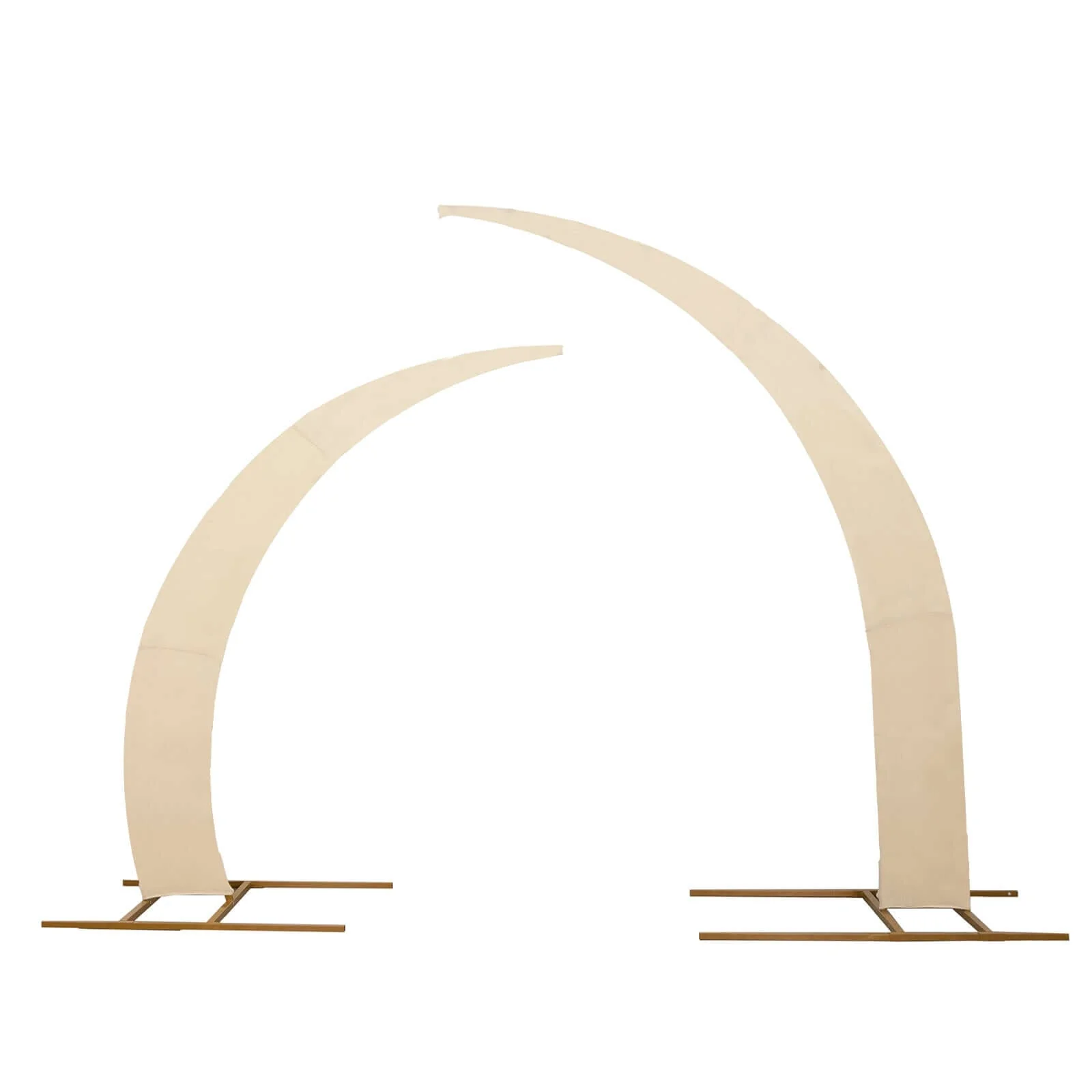 Set of 2 Beige Spandex Half Crescent Moon Wedding Arch Covers, Custom Fitted Backdrop Stand Cover for Curved Arbor Flower Balloon Frame - Image 8