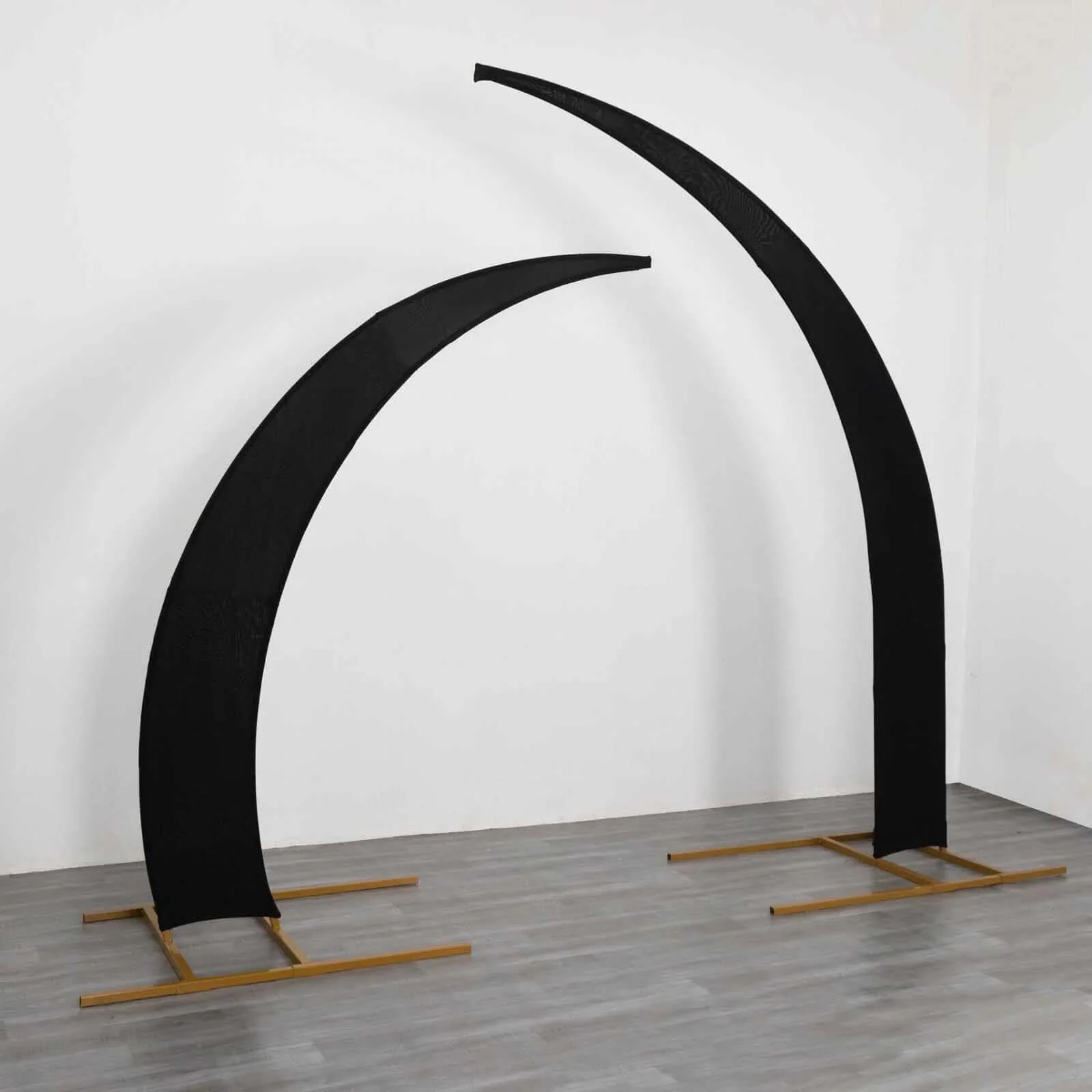Set of 2 Black Spandex Half Crescent Moon Wedding Arch Covers, Custom Fitted Backdrop Stand Cover for Curved Arbor Flower Balloon Frame - Image 10