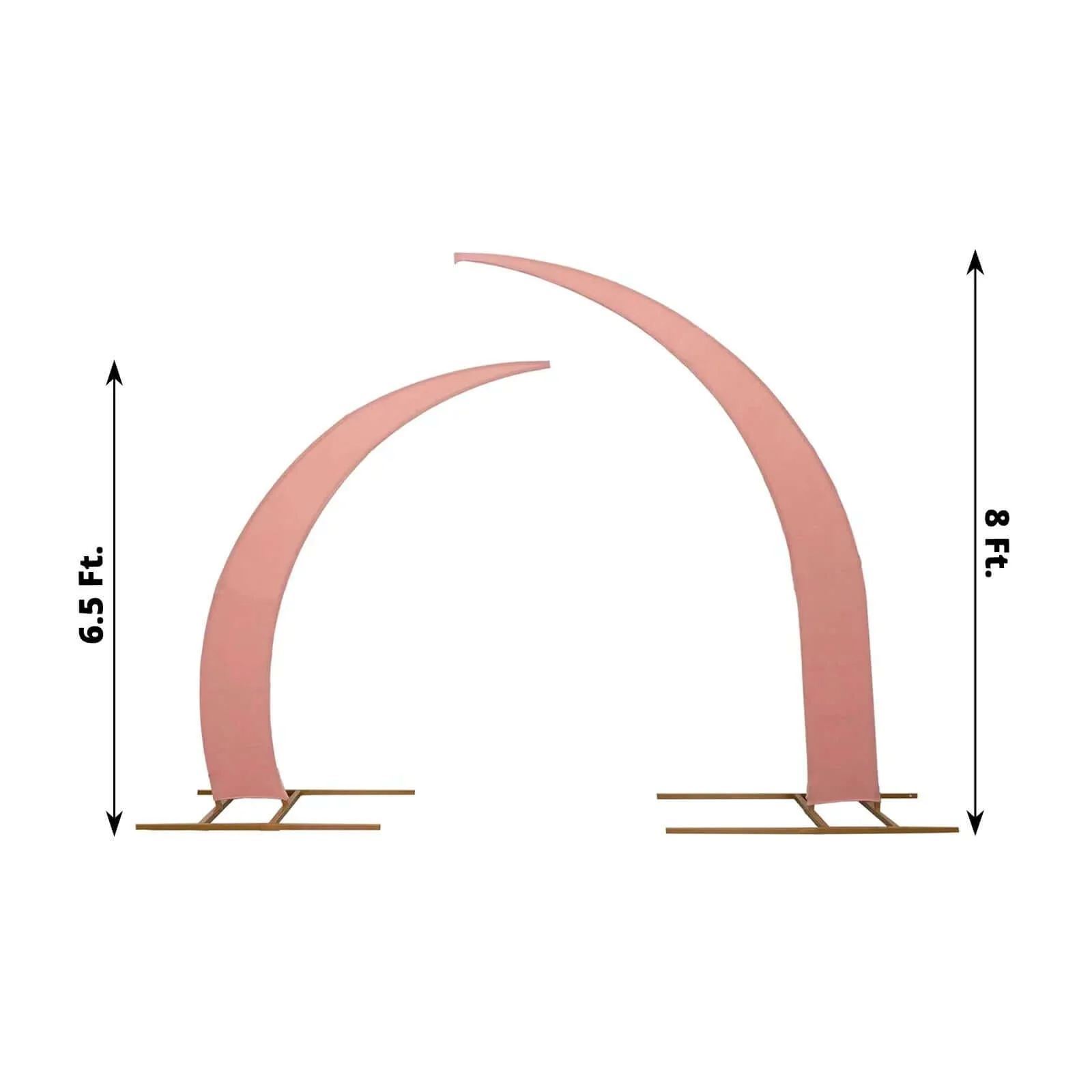 Set of 2 Dusty Rose Spandex Half Crescent Moon Wedding Arch Covers, Custom Fitted Backdrop Stand Cover for Curved Arbor Flower Balloon Frame - Image 3