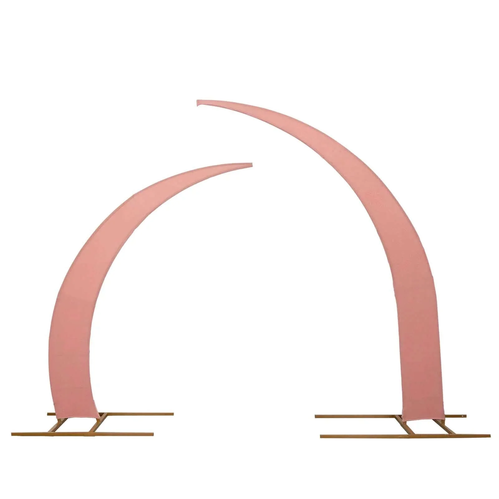 Set of 2 Dusty Rose Spandex Half Crescent Moon Wedding Arch Covers, Custom Fitted Backdrop Stand Cover for Curved Arbor Flower Balloon Frame - Image 8