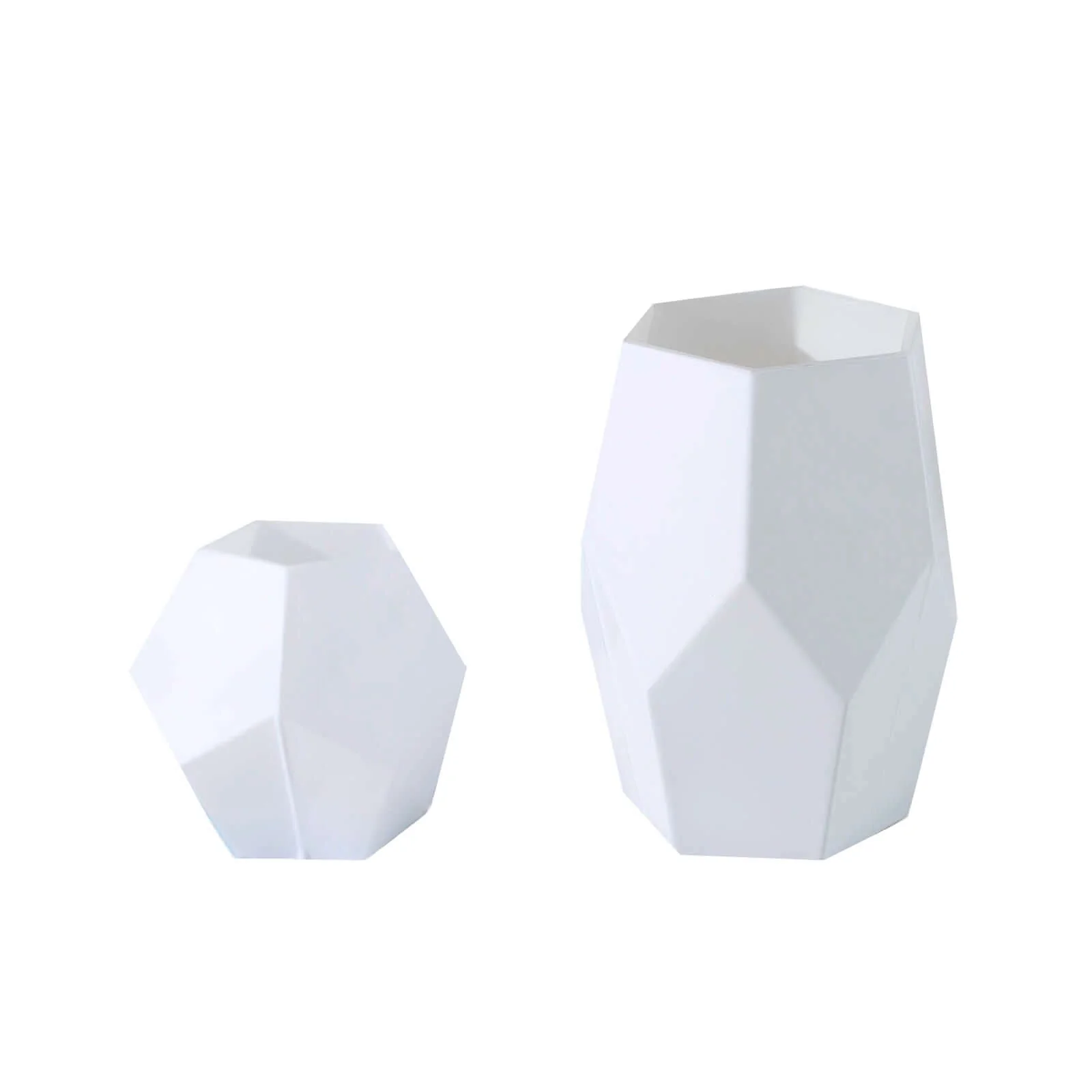 Set of 2 Glass Flower Vases Geometric Design 5", 8" Matte White - Modern Candle Holder Centerpieces - Image 7