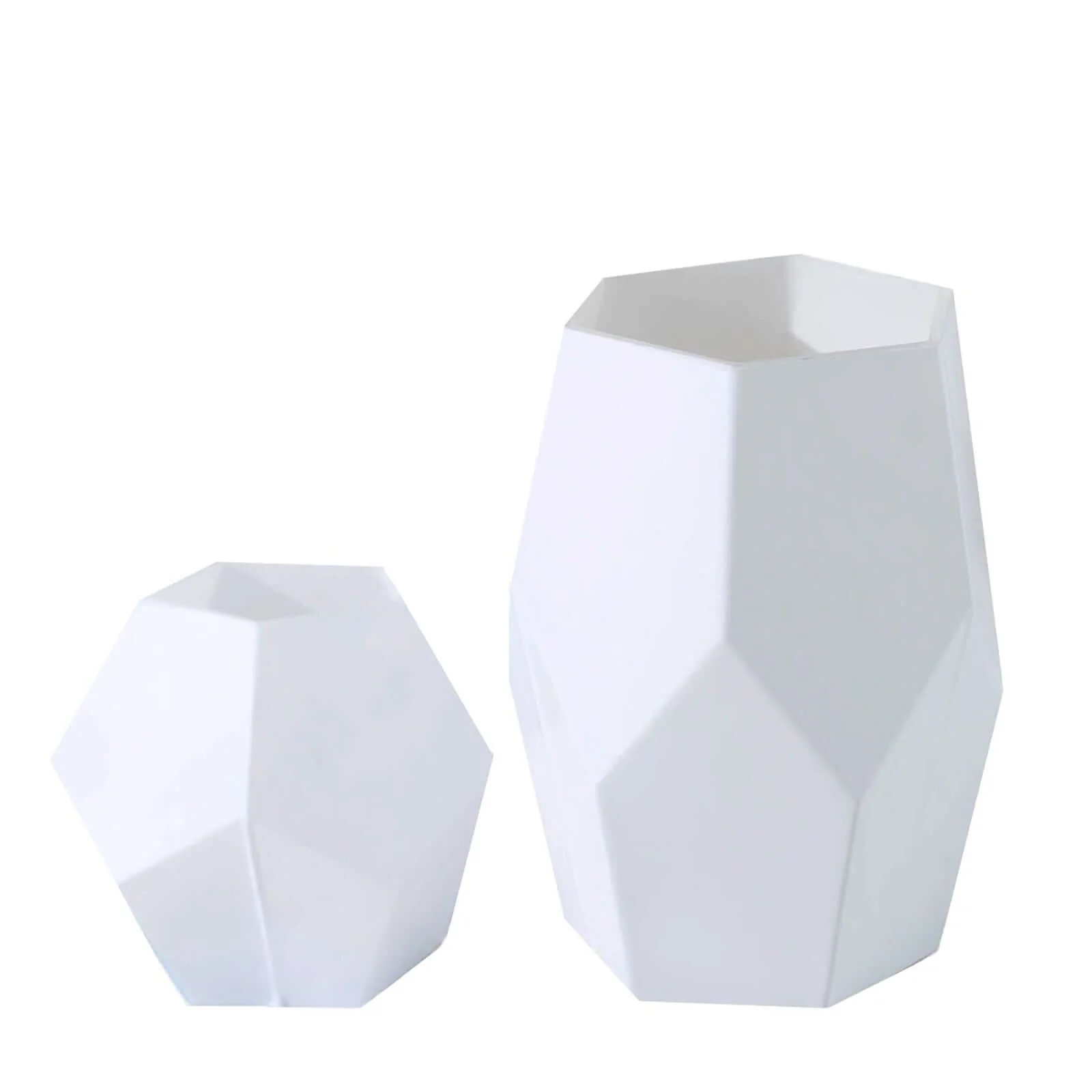 Set of 2 Glass Flower Vases Geometric Design 5", 8" Matte White - Modern Candle Holder Centerpieces - Image 8