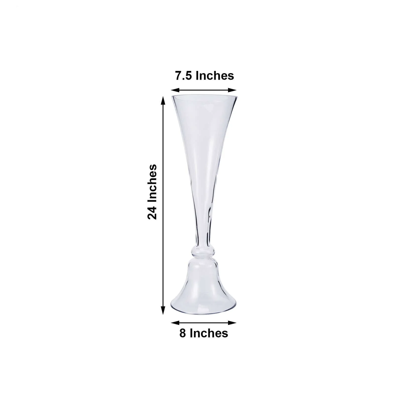 Set of 2 Glass Trumpet Vases Reversible Clarinet Design 24" Clear - Chic Wedding Floral Centerpieces - Image 3