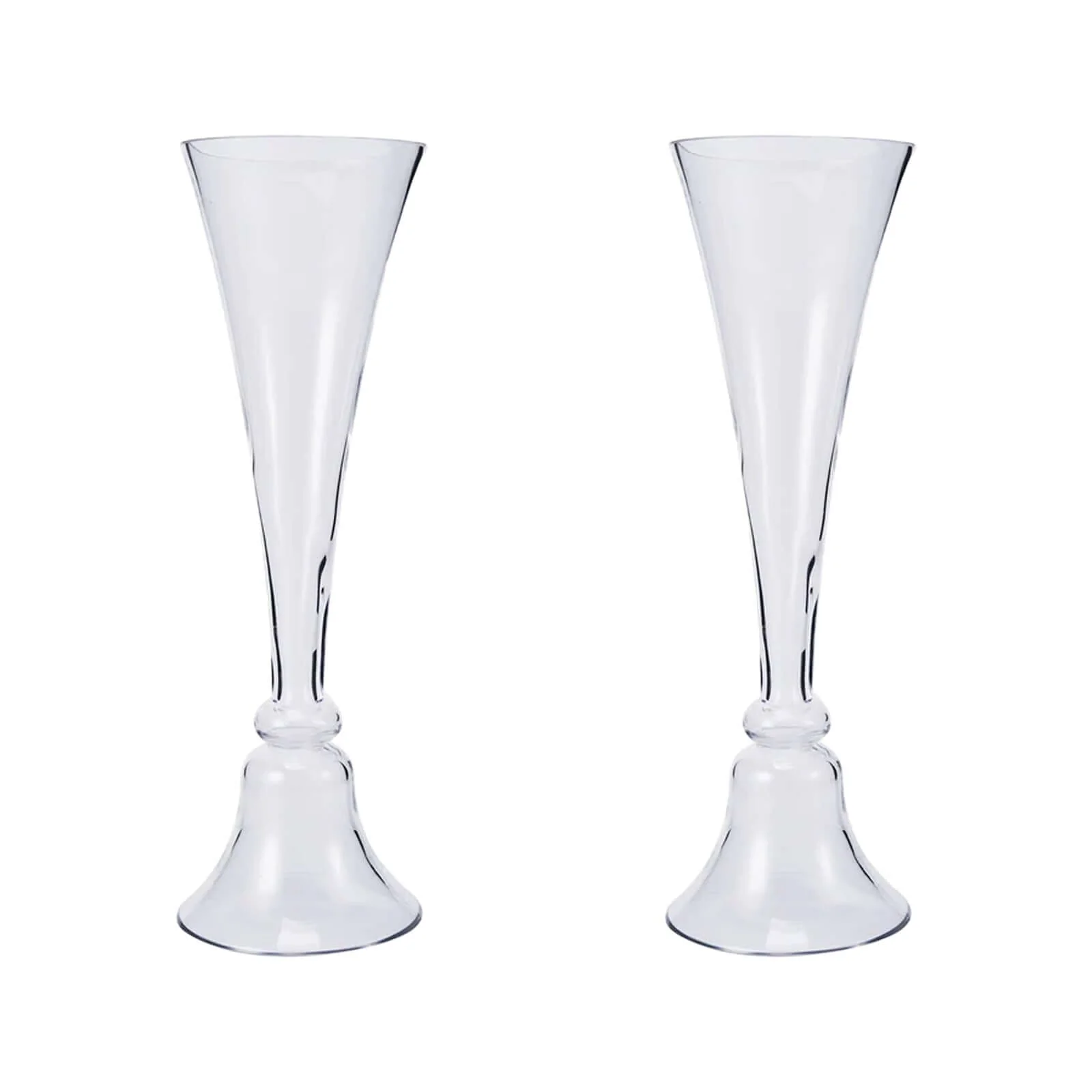 Set of 2 Glass Trumpet Vases Reversible Clarinet Design 24" Clear - Chic Wedding Floral Centerpieces - Image 6