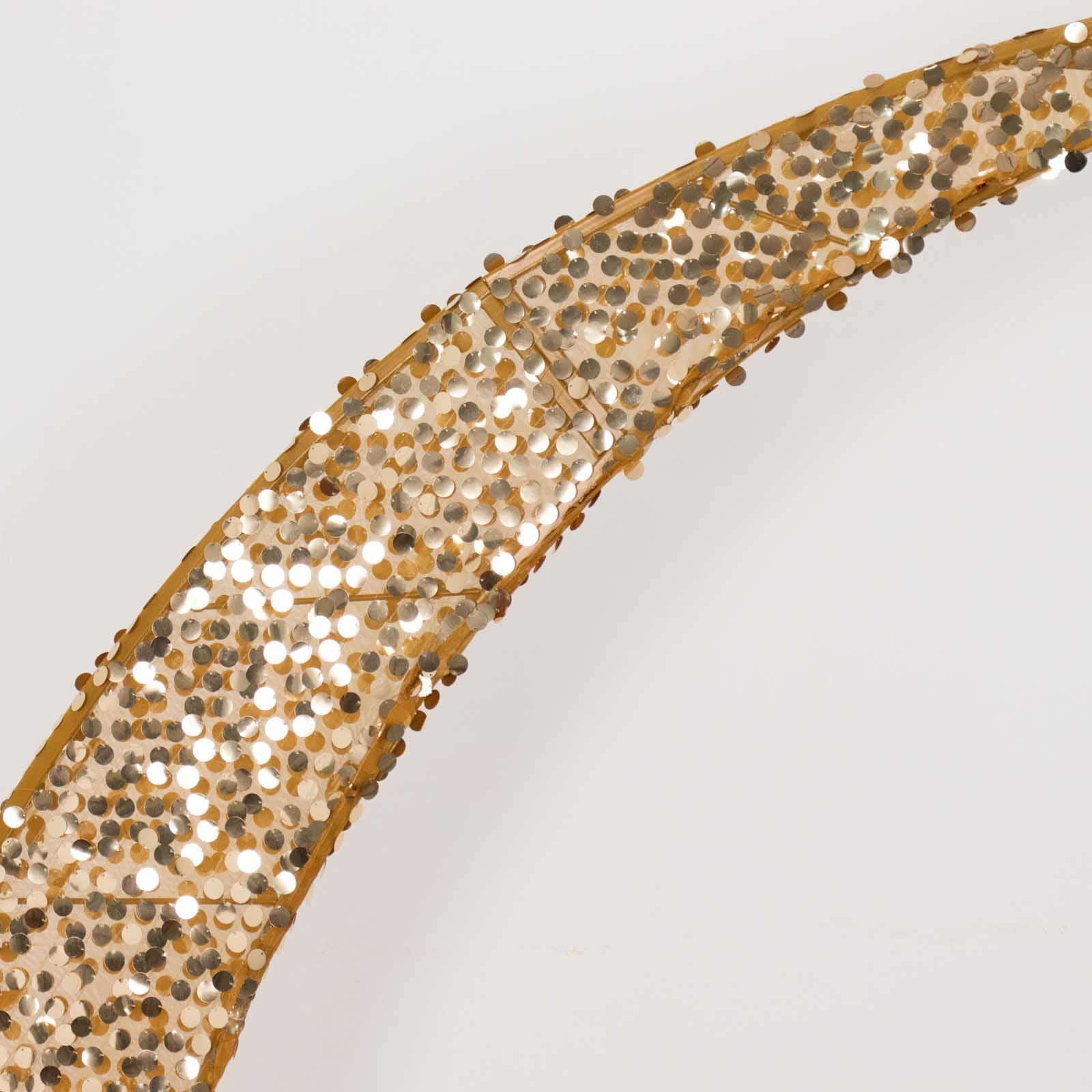 Set of 2 Gold Big Payette Sequin Wedding Arch Cover for Half Crescent Moon Backdrop Stand, Sparkly Double Sided - 6.5ft, 8ft - Image 5