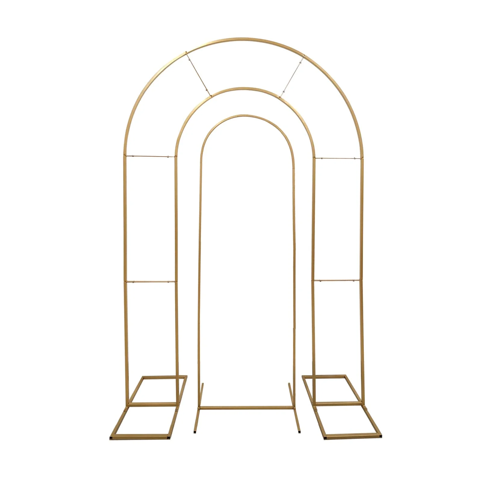Set of 2 Gold Metal Round Top Wedding Arch Chiara Backdrop Stands, Double Arch Floral Balloon Frame Ceremony Arbors - 6ft,8ft - Image 7