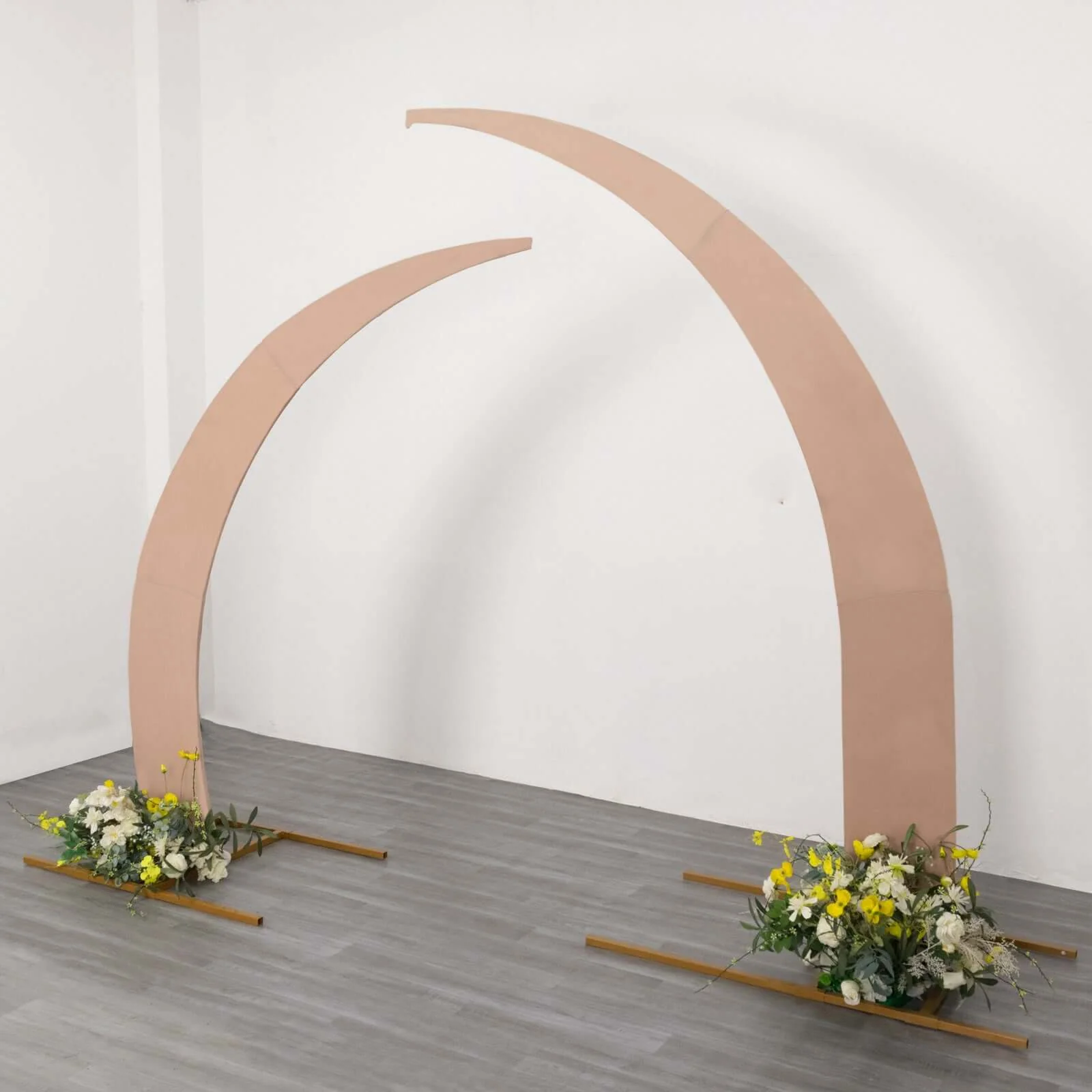 Set of 2 Nude Spandex Half Crescent Moon Wedding Arch Covers, Custom Fitted Backdrop Stand Cover for Curved Arbor Flower Balloon Frame - Image 2