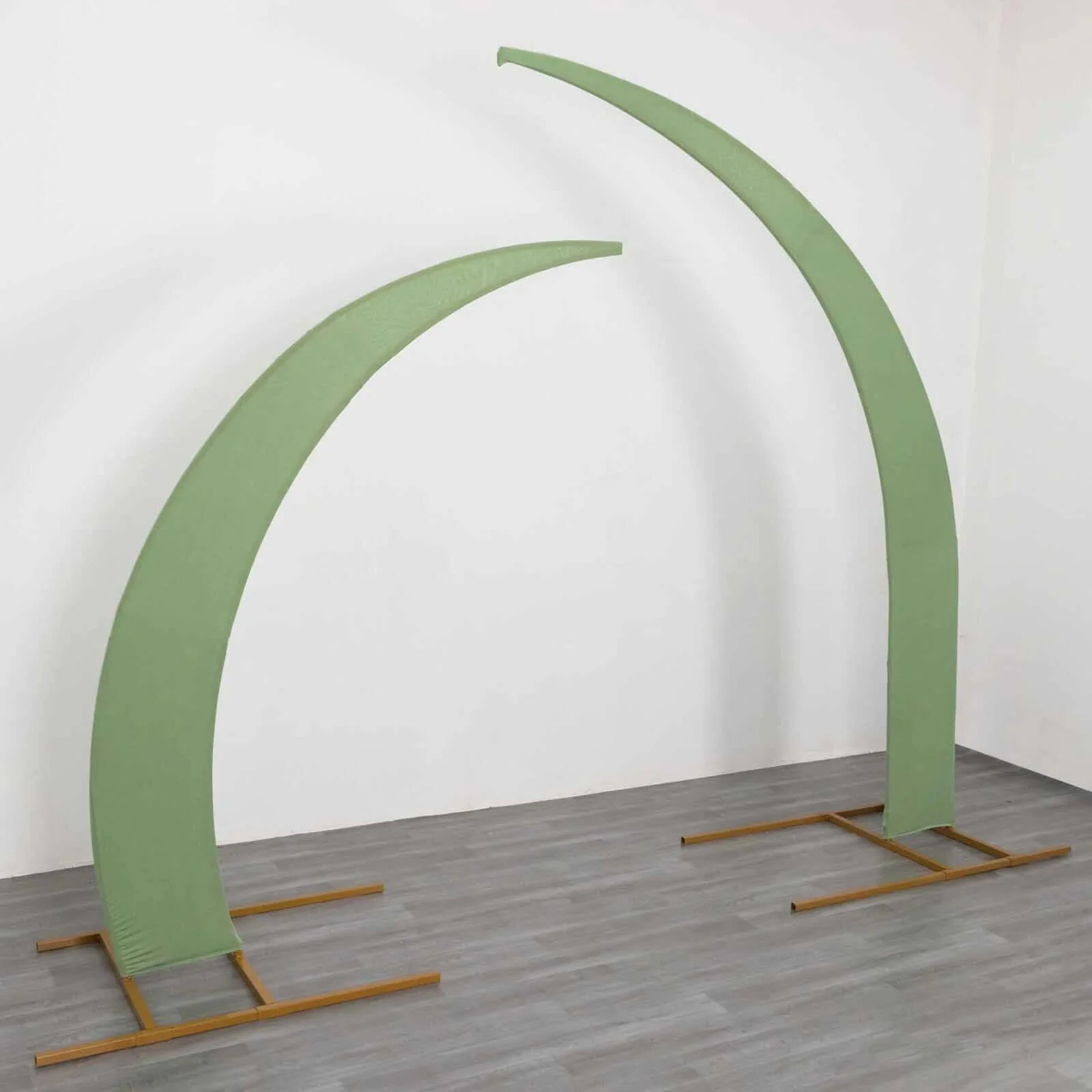 Set of 2 Sage Green Spandex Half Crescent Moon Wedding Arch Covers, Custom Fitted Backdrop Stand Cover for Curved Arbor Flower Balloon Frame - Image 11