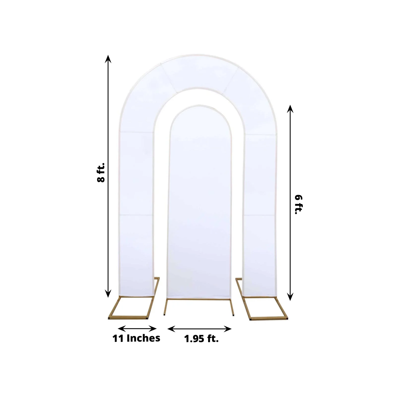 Set of 2 White Spandex Fitted Wedding Arch Covers for Round Top and Double Arch Chiara Backdrop Stands - 6ft,8ft - Image 3