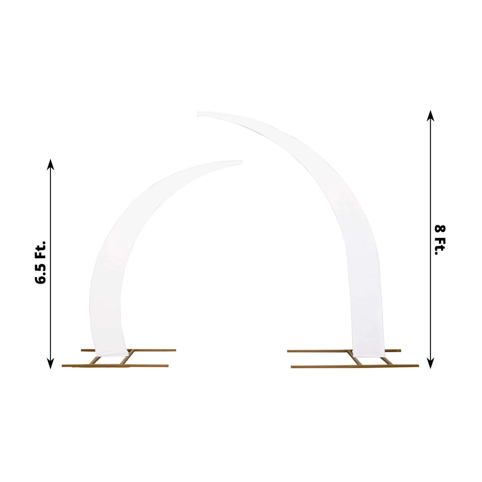 Set of 2 White Spandex Half Crescent Moon Wedding Arch Covers, Custom Fitted Backdrop Stand Cover for Curved Arbor Flower Balloon Frame - Image 3