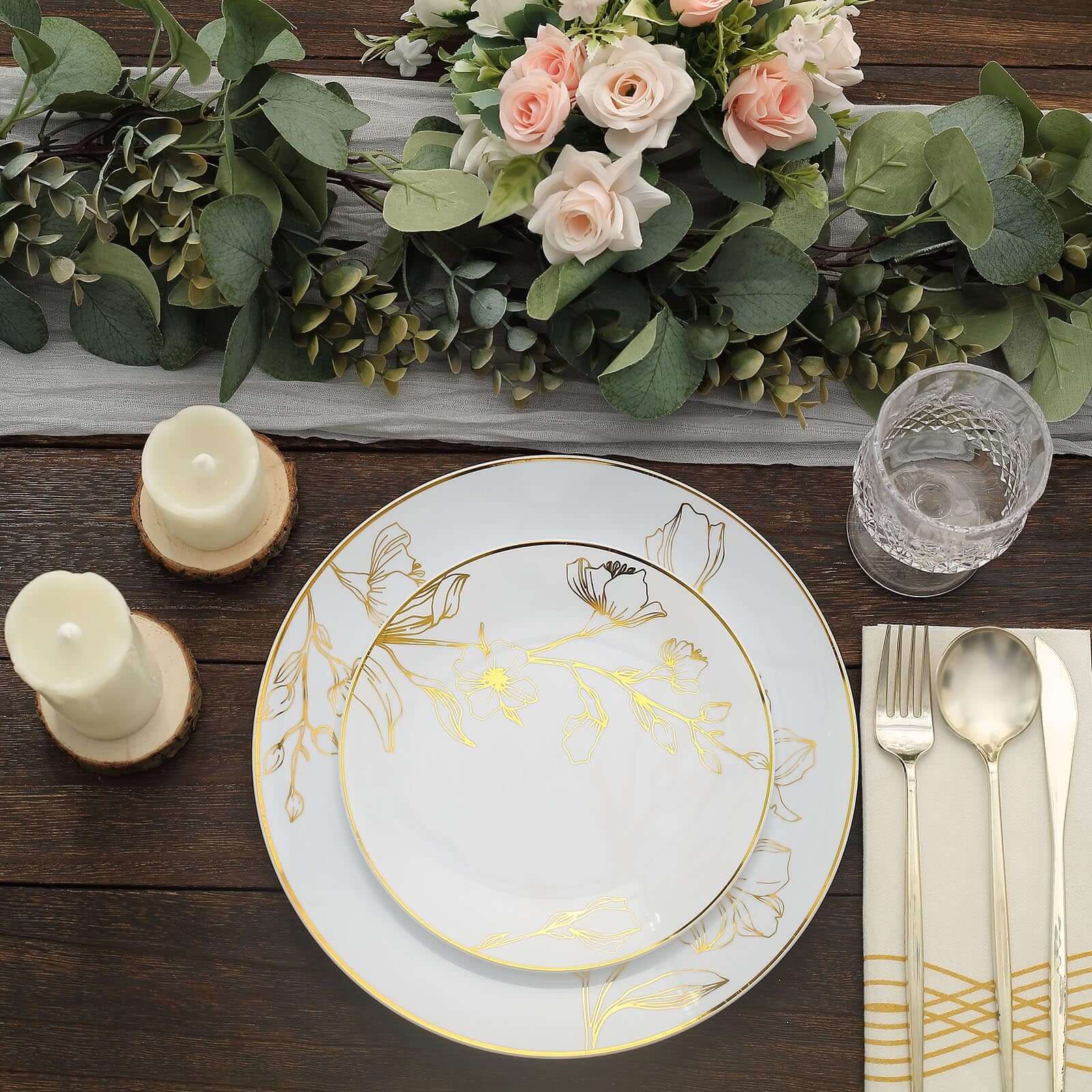 Set of 20 Plastic Round Dinner and Dessert Plates 8", 10" - Image 7