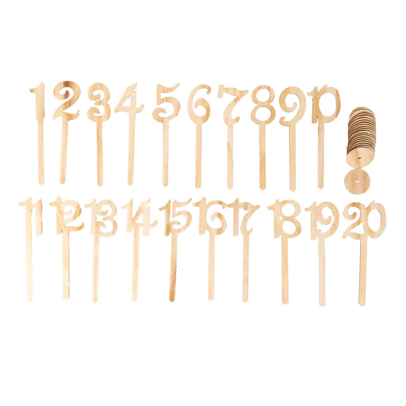Set of 20 Wooden Wedding Table Numbers 1-20 Natural with Round Holder Base 11" Tall - Rustic Signs for Event Decor - Image 12
