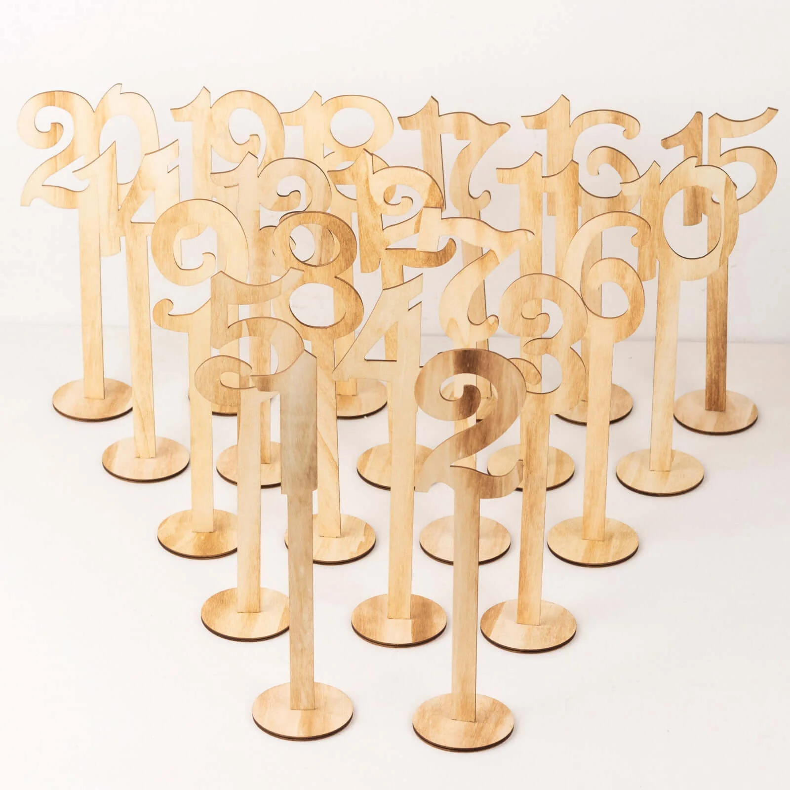 Set of 20 Wooden Wedding Table Numbers 1-20 Natural with Round Holder Base 11" Tall - Rustic Signs for Event Decor - Image 13
