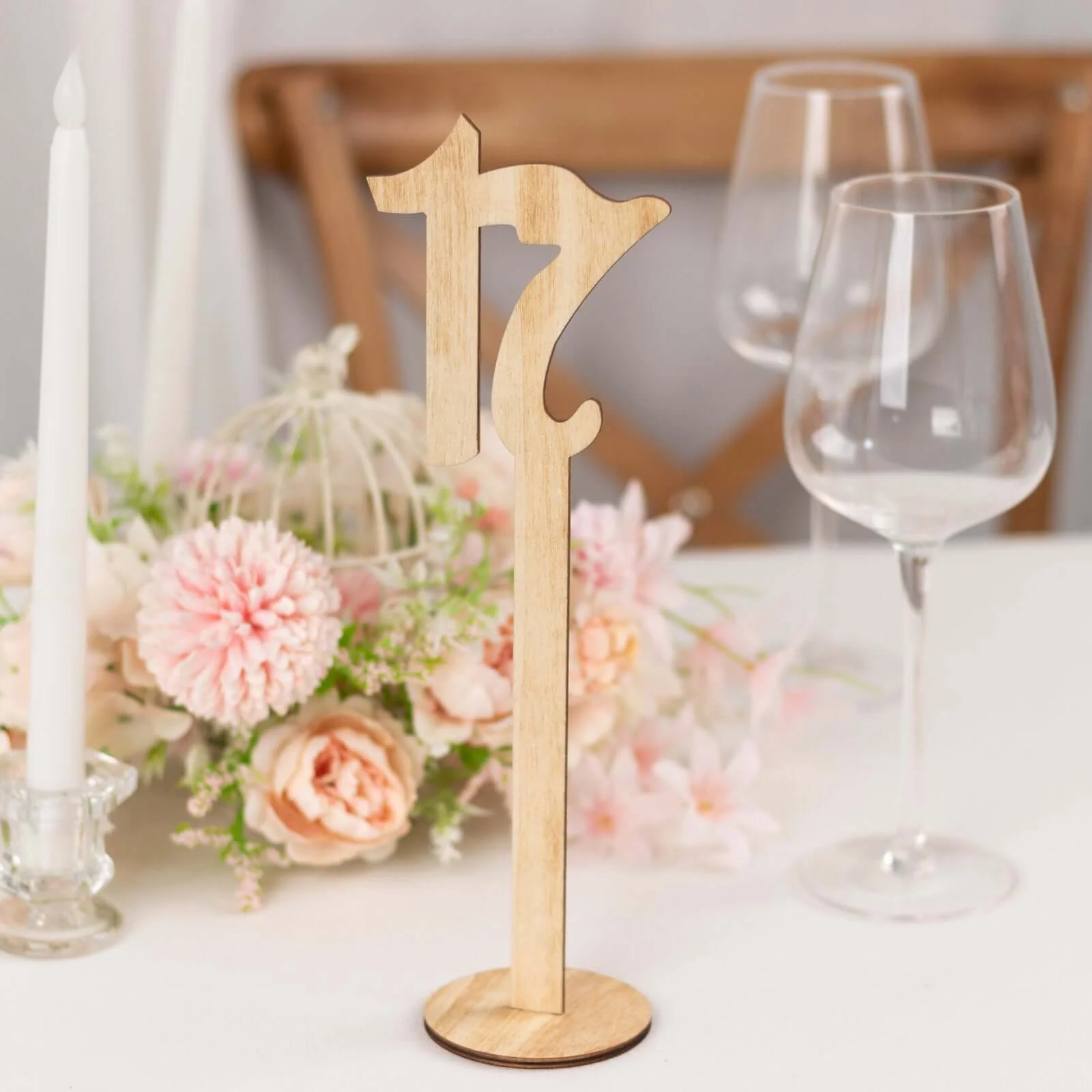 Set of 20 Wooden Wedding Table Numbers 1-20 Natural with Round Holder Base 11" Tall - Rustic Signs for Event Decor - Image 3