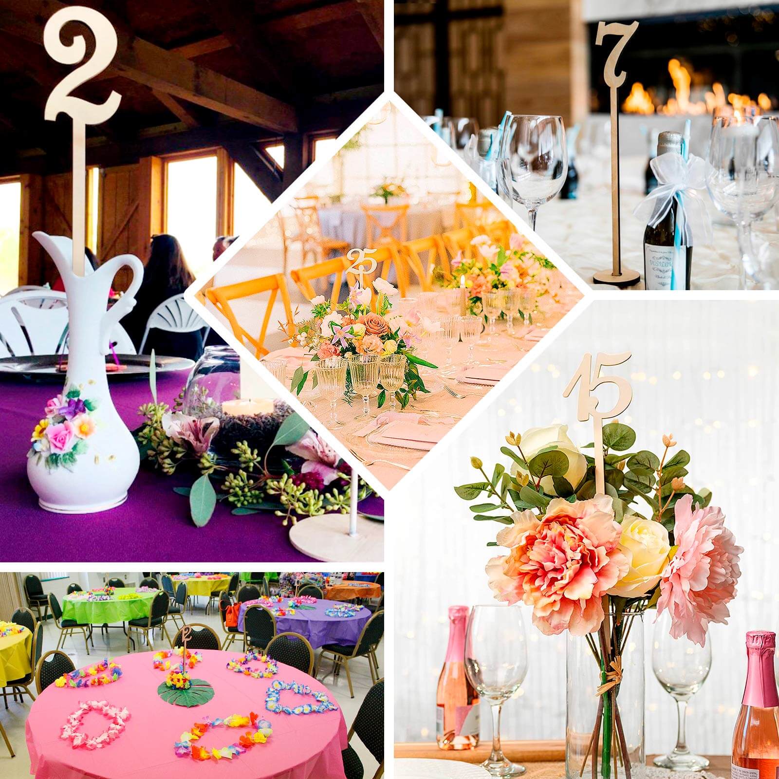 Set of 20 Wooden Wedding Table Numbers 1-20 Natural with Round Holder Base 11" Tall - Rustic Signs for Event Decor - Image 6