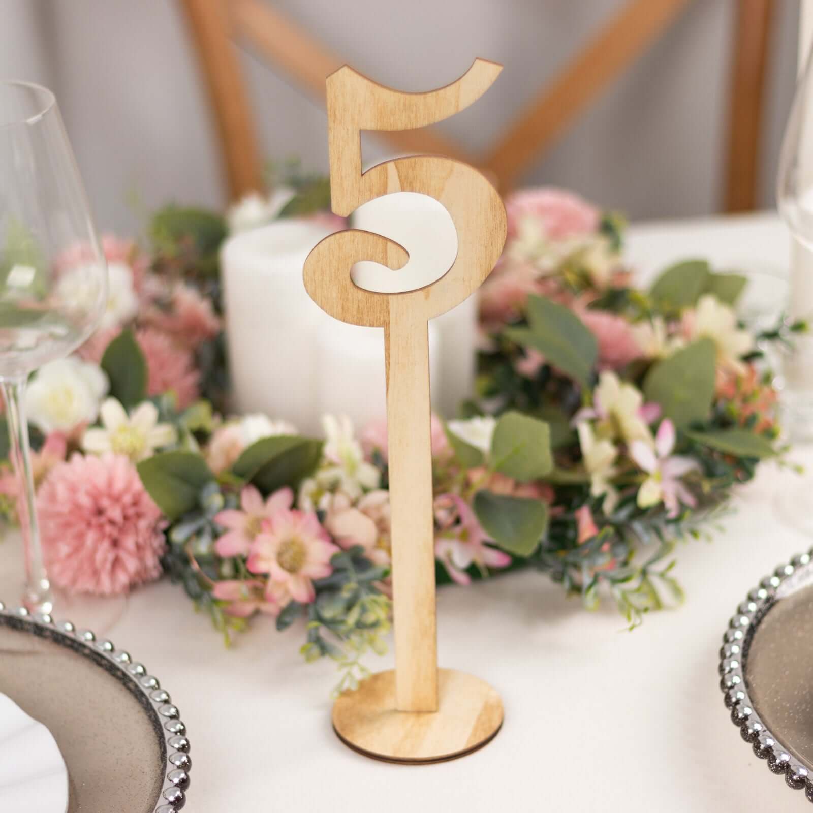 Set of 20 Wooden Wedding Table Numbers 1-20 Natural with Round Holder Base 11" Tall - Rustic Signs for Event Decor - Image 8