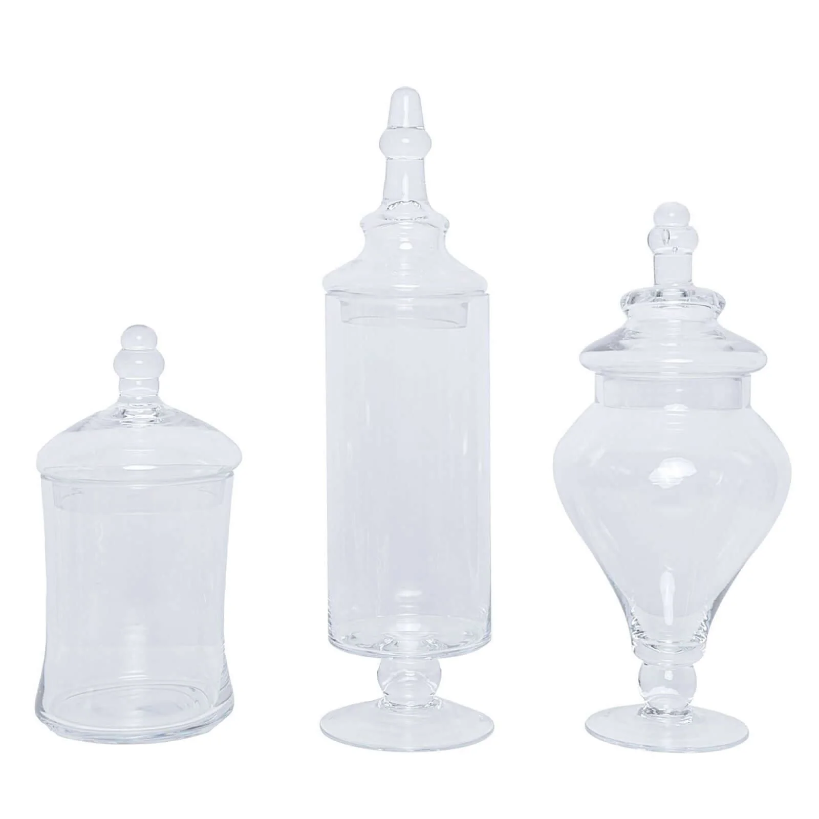Set of 3 Clear Glass Candy Jars 9"/13"/14" Modern Apothecary Design with Snap-On Lids - Party Favor Containers for Events - Image 6