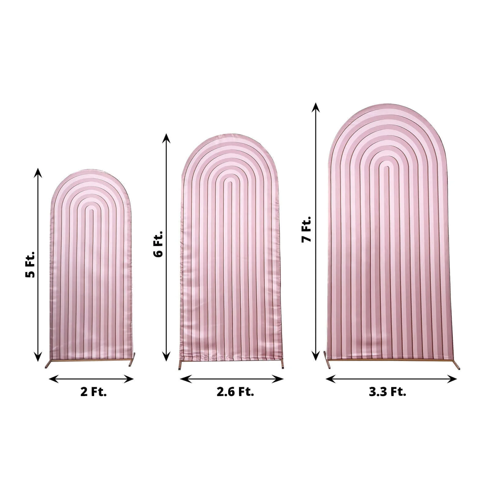 Set of 3 Dusty Rose Ripple Chiara Backdrop Stand Covers, Fitted Covers For Round Top Wedding Arches 5ft, 6ft, 7ft - Image 2