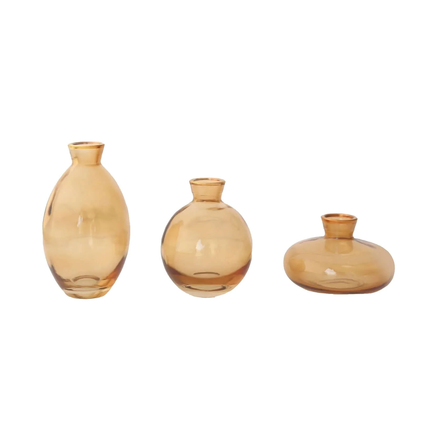 Set of 3 Glass Bud Vases Gold with Metallic Gold Rim - Modern Table Centerpieces for Flowers, Assorted Sizes - Image 8