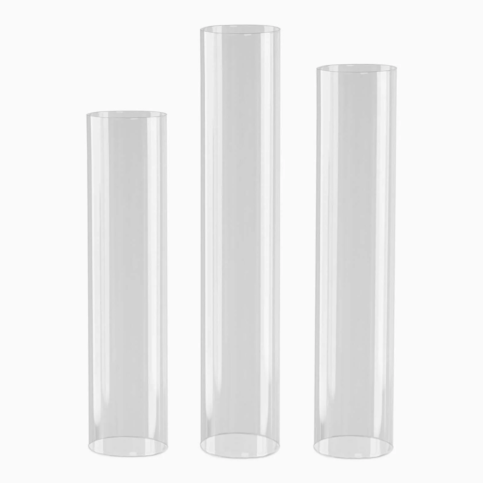 Set of 3 Glass Candle Sleeves Hurricane Shades 15", 17", 19" Clear - Versatile 3.5" Wide Pillar Candle Holders Table Centerpiece for Events - Image 7