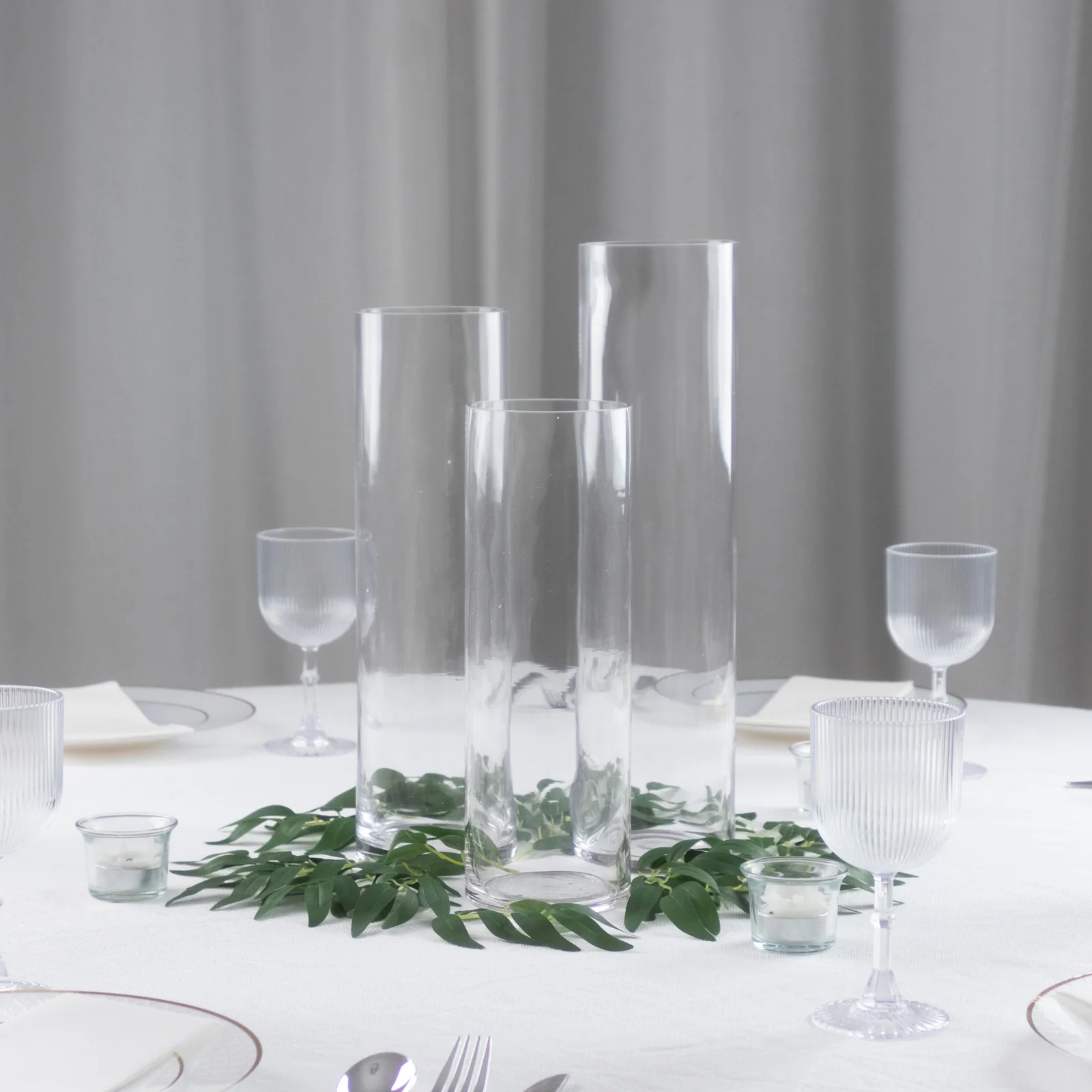 Set of 3 Premium Glass Cylinder Vases – Clear Flower & Candle Vases for Table Centerpieces – 12", 14", 16 - Image 8