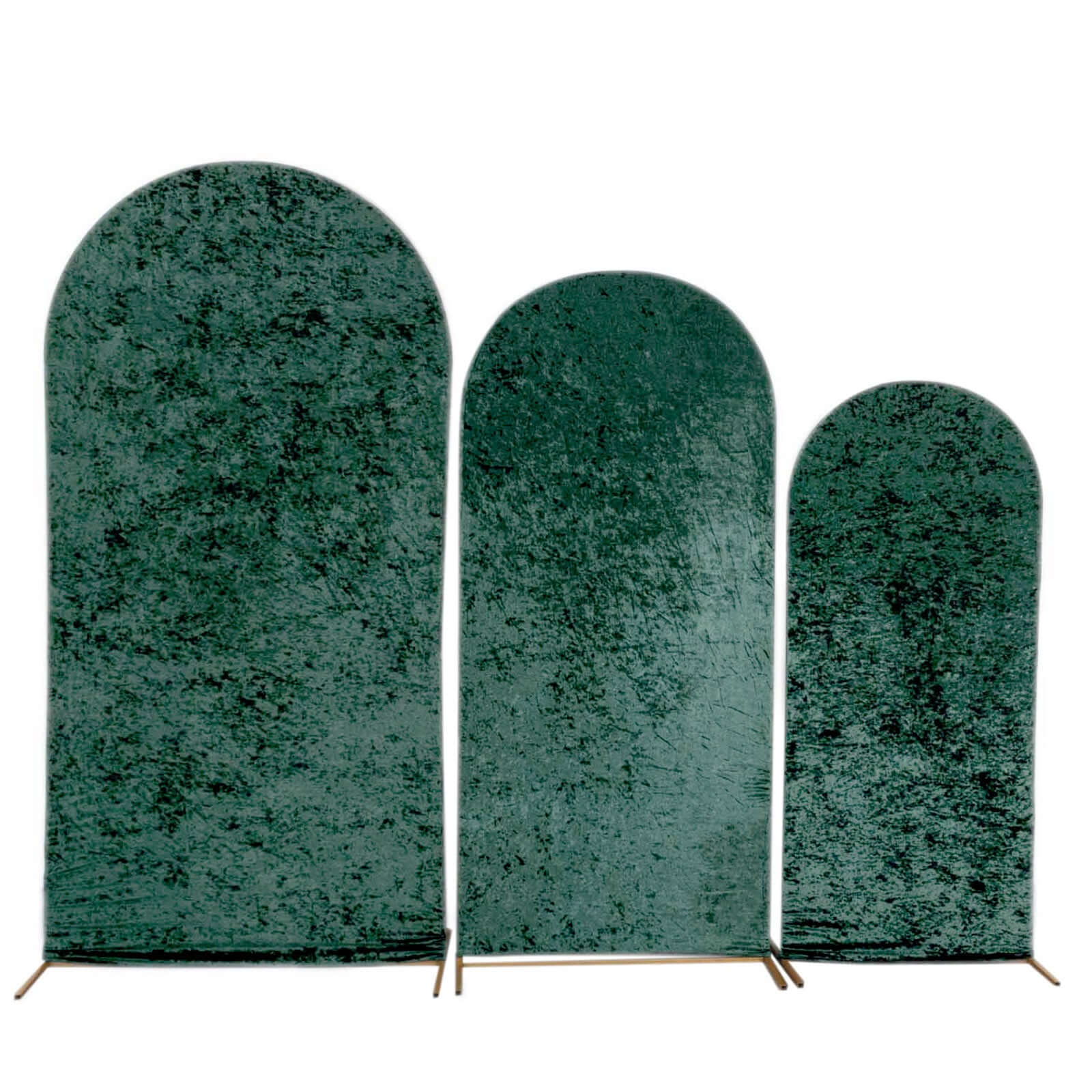 Set of 3 Hunter Emerald Green Crushed Velvet Chiara Wedding Arch Covers For Round Top Backdrop Stands 5ft, 6ft, 7ft - Image 8