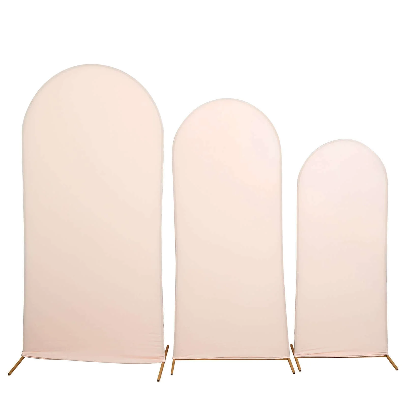 Set of 3 Matte Blush Spandex Fitted Wedding Arch Covers For Round Top Chiara Backdrop Stands 5ft, 6ft, 7ft - Image 6