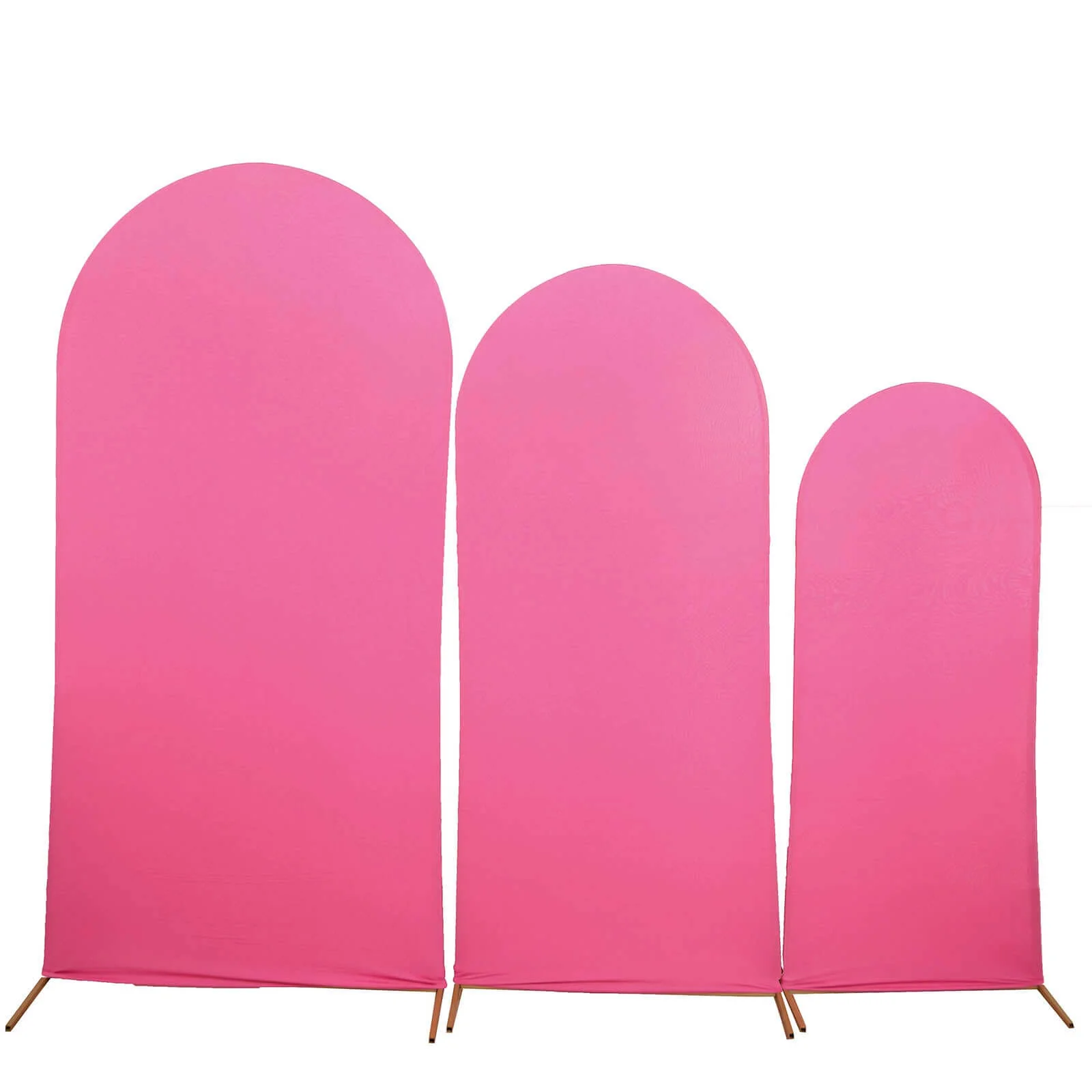 Set of 3 Matte Fuchsia Spandex Fitted Wedding Arch Covers For Round Top Chiara Backdrop Stands 5ft, 6ft, 7ft - Image 6