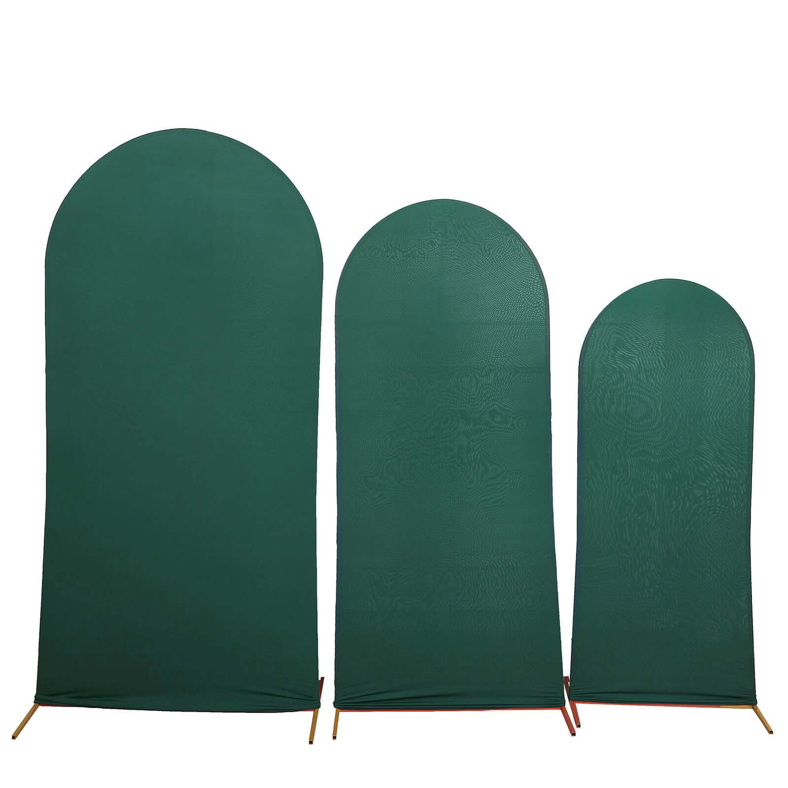 Set of 3 Matte Hunter Emerald Green Spandex Fitted Wedding Arch Covers For Round Top Chiara Backdrop Stands 5ft, 6ft, 7ft - Image 6