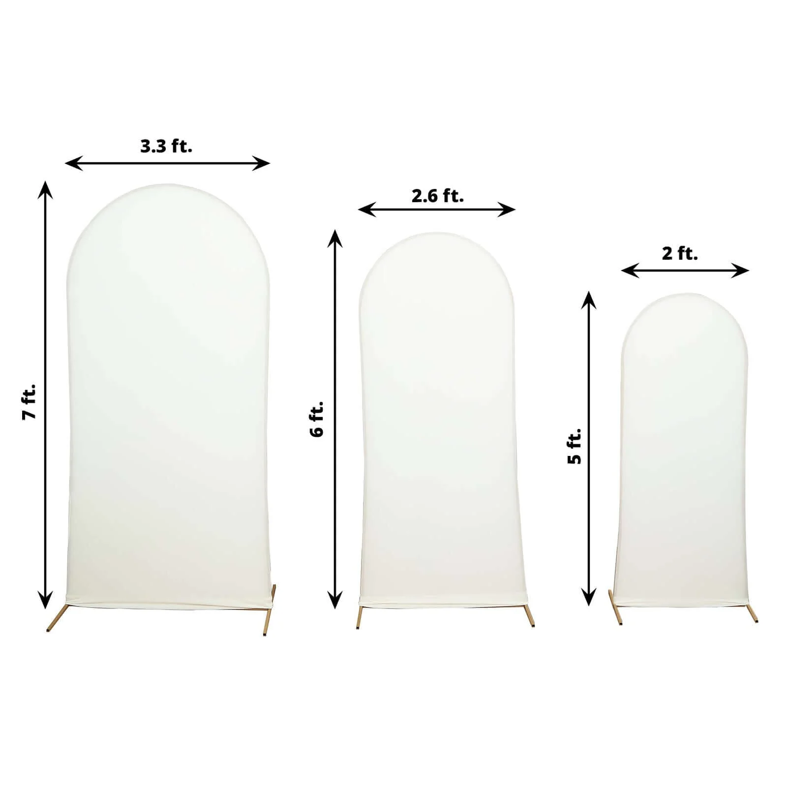 Set of 3 Matte Ivory Spandex Fitted Wedding Arch Covers For Round Top Chiara Backdrop Stands 5ft, 6ft, 7ft - Image 3